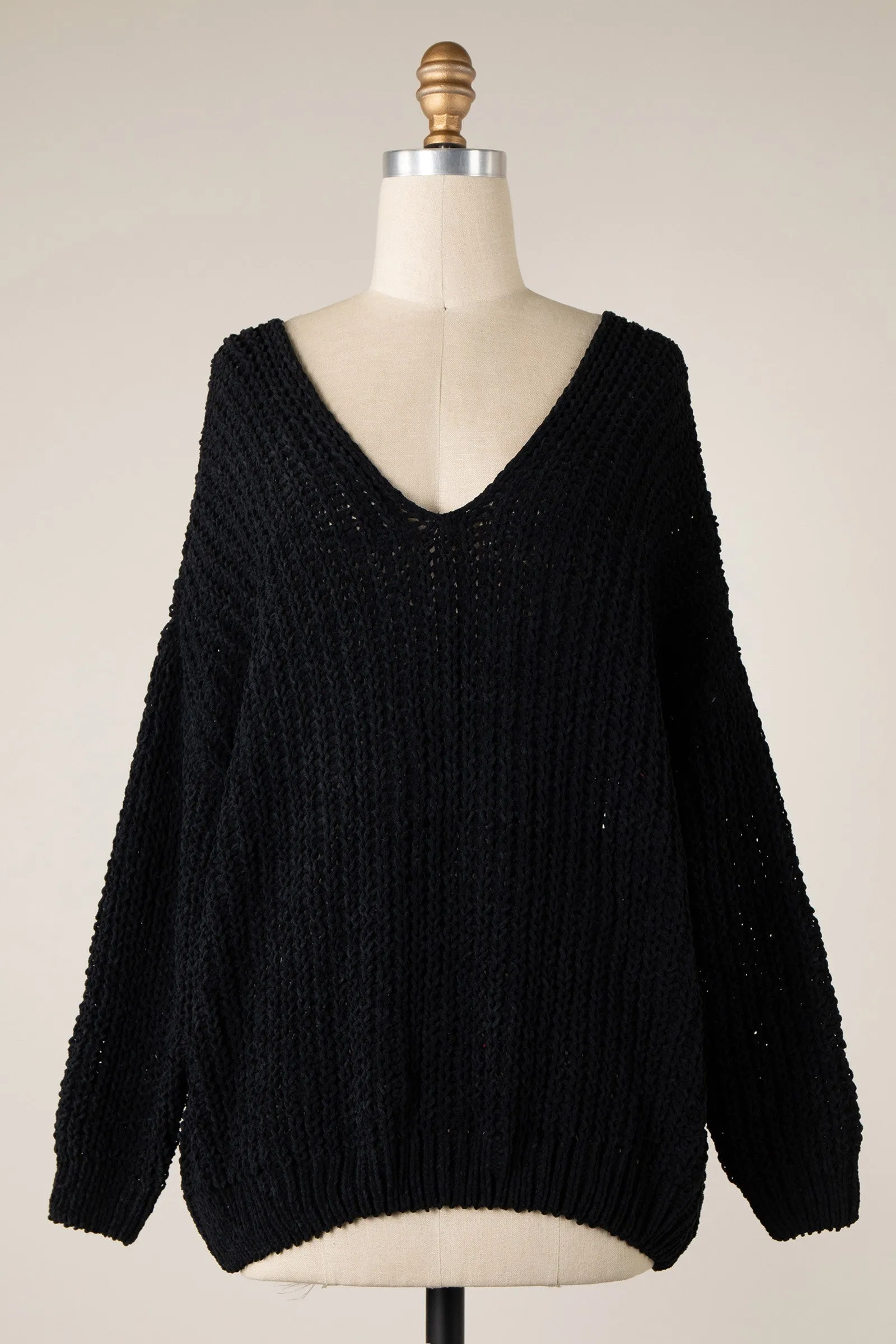 CHENILLE CABLE KNIT OVERSIZED SWEATER 1 PACK