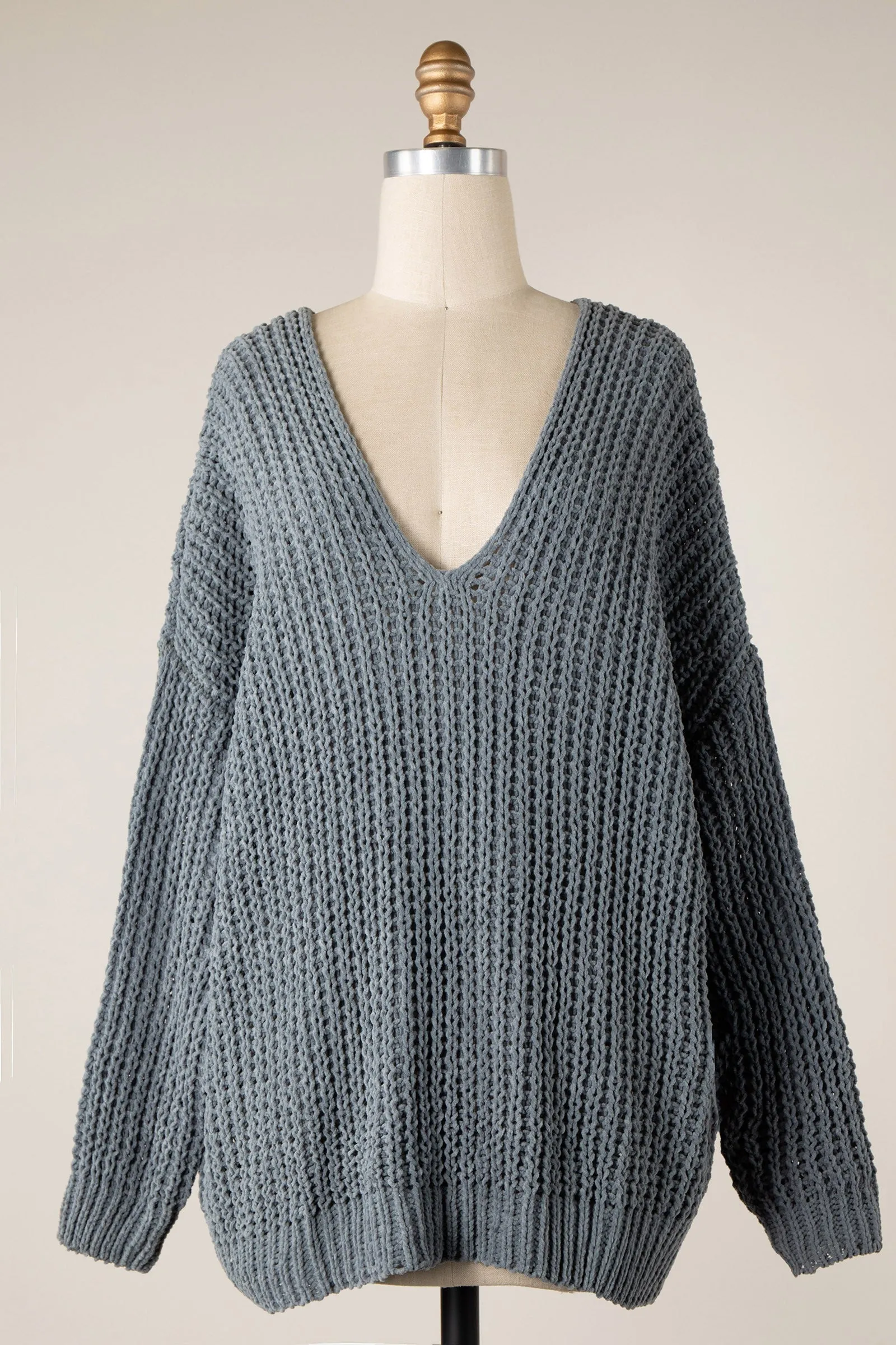 CHENILLE CABLE KNIT OVERSIZED SWEATER 1 PACK