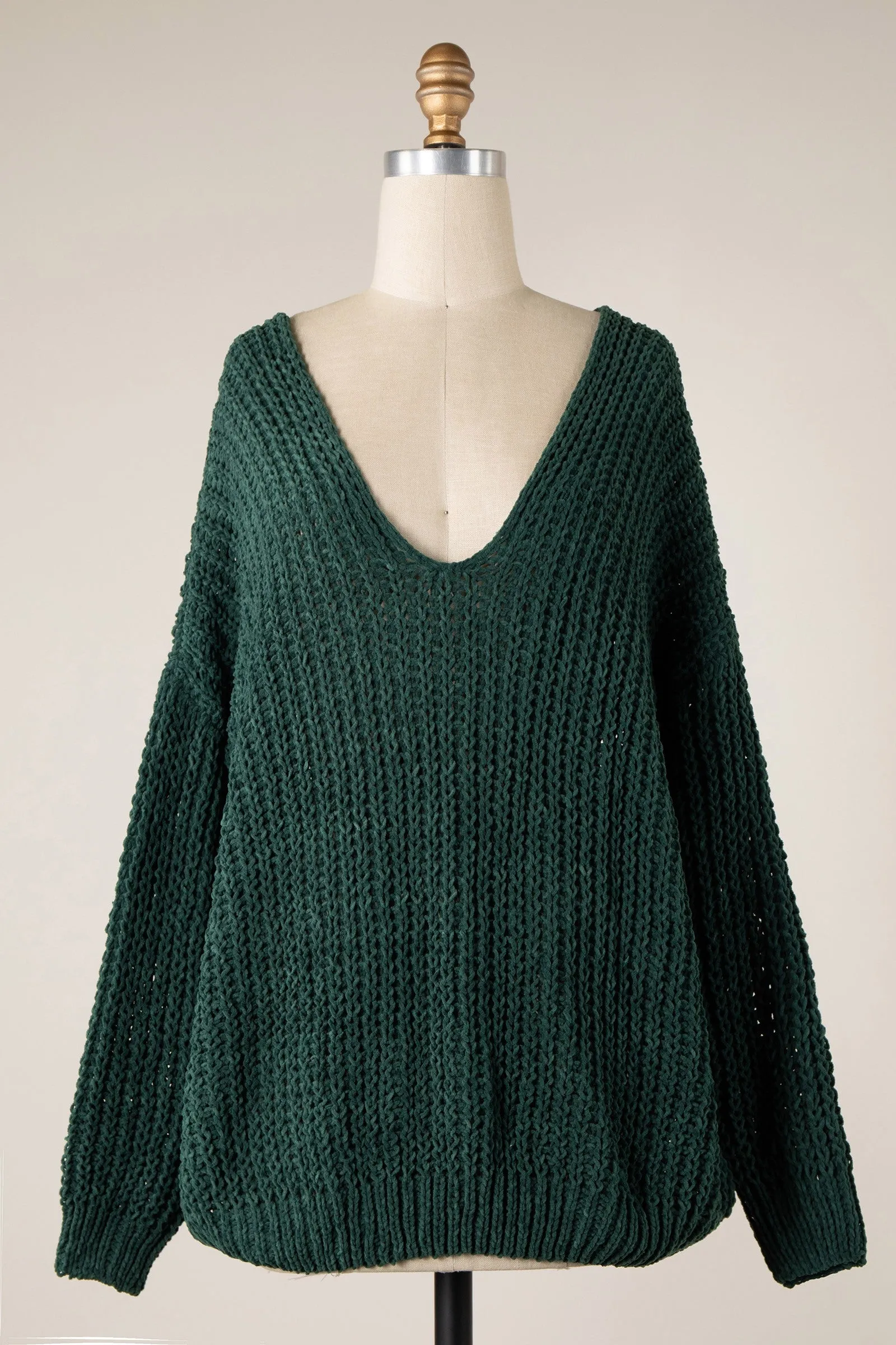 CHENILLE CABLE KNIT OVERSIZED SWEATER 1 PACK