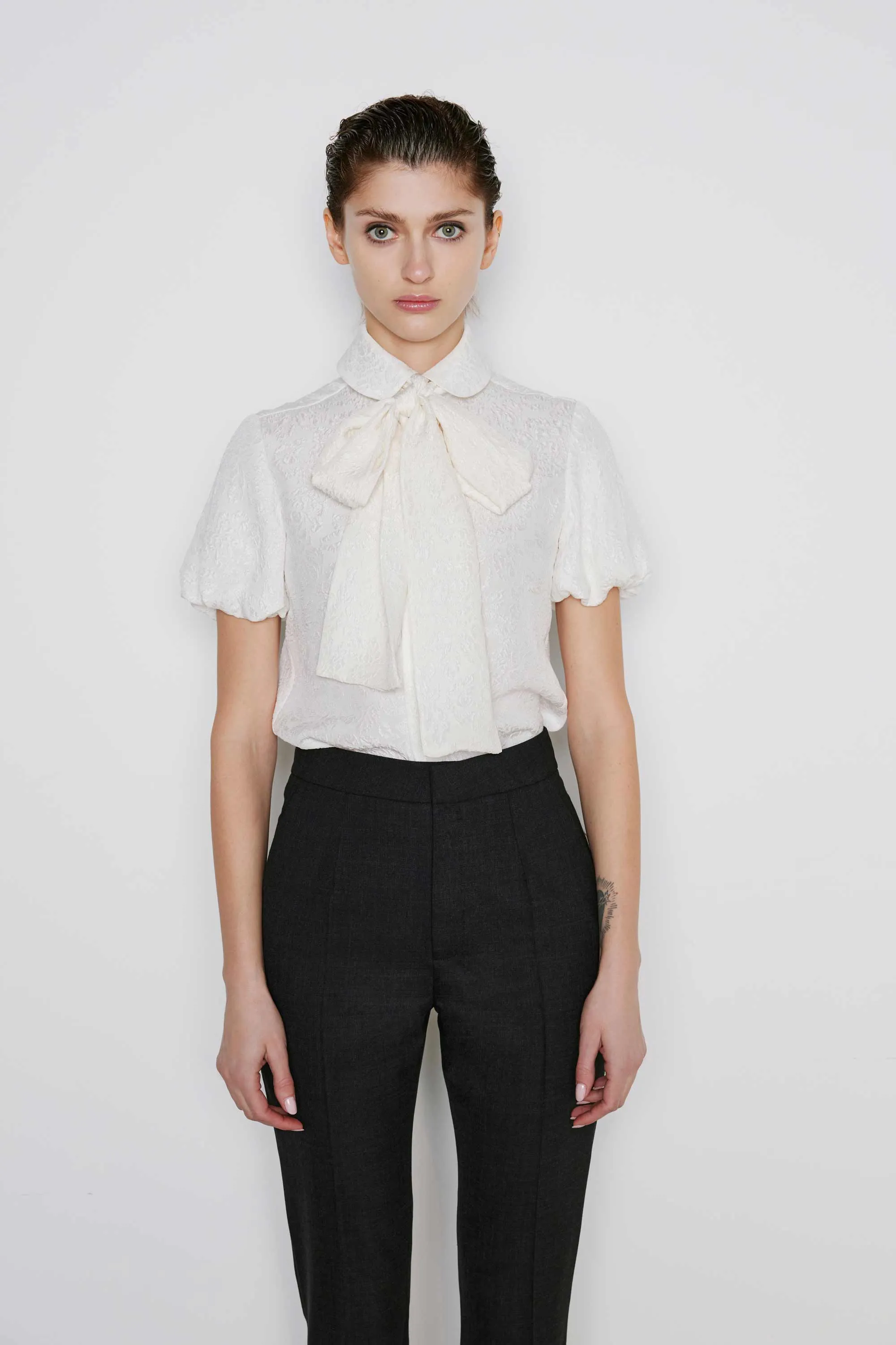 Chic Silk Blouse with Bow Detail