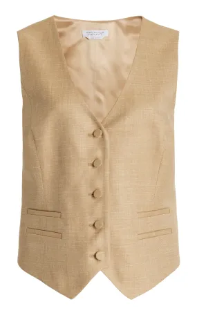 Coleridge Vest in Hay Virgin Wool and Silk Linen