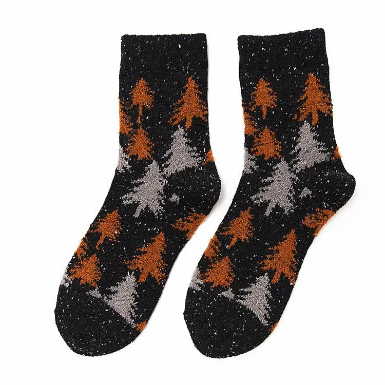 Cotton Socks | Snowy Forest | Black