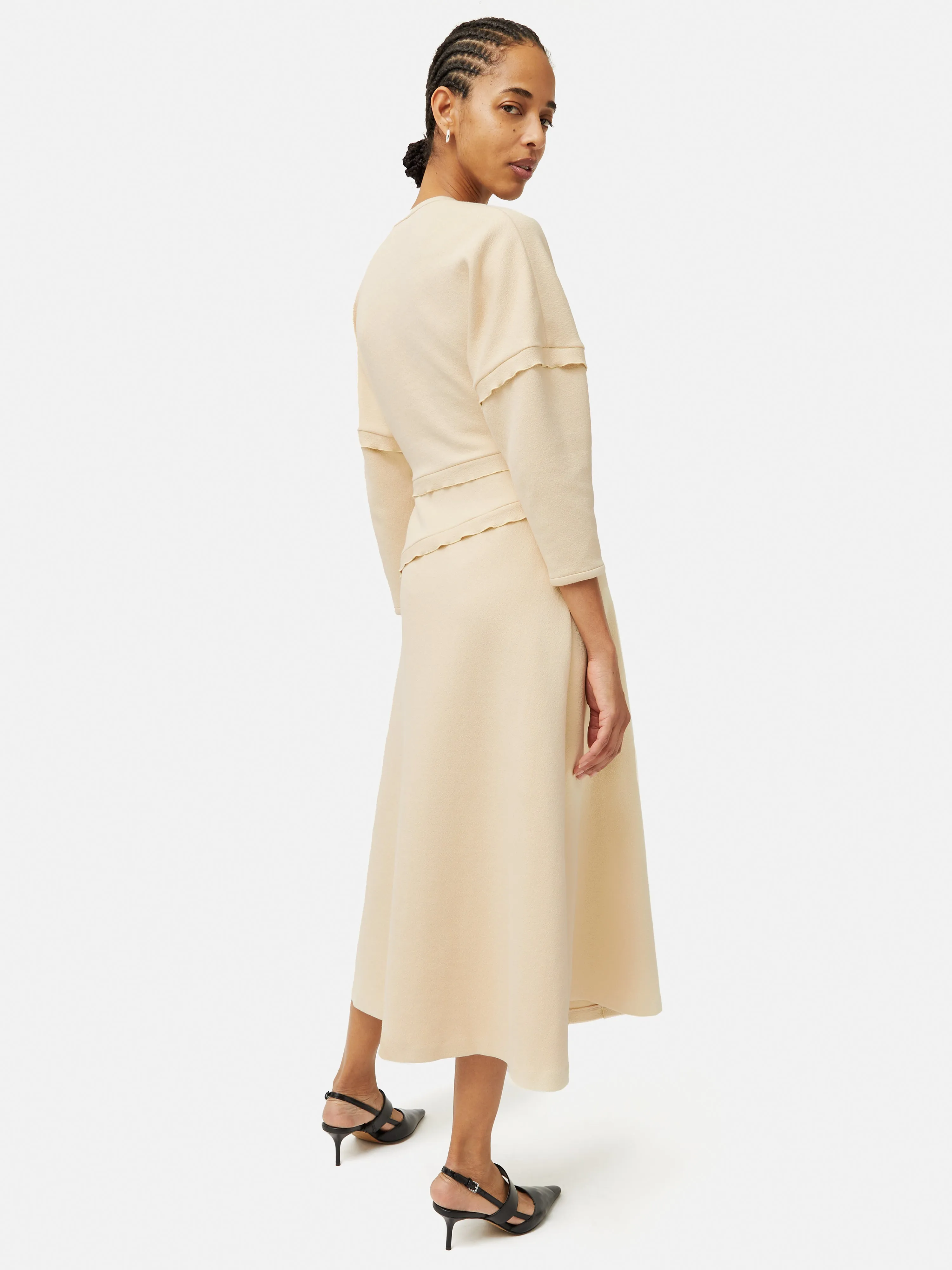 Crepe Scoop Neck Dress | Cream