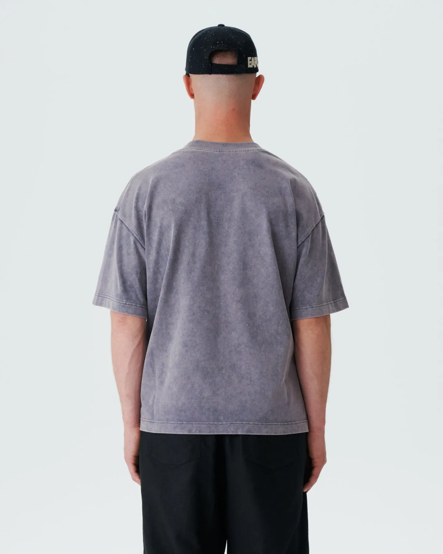 Distressed Boxy Block Tee - Moonrock