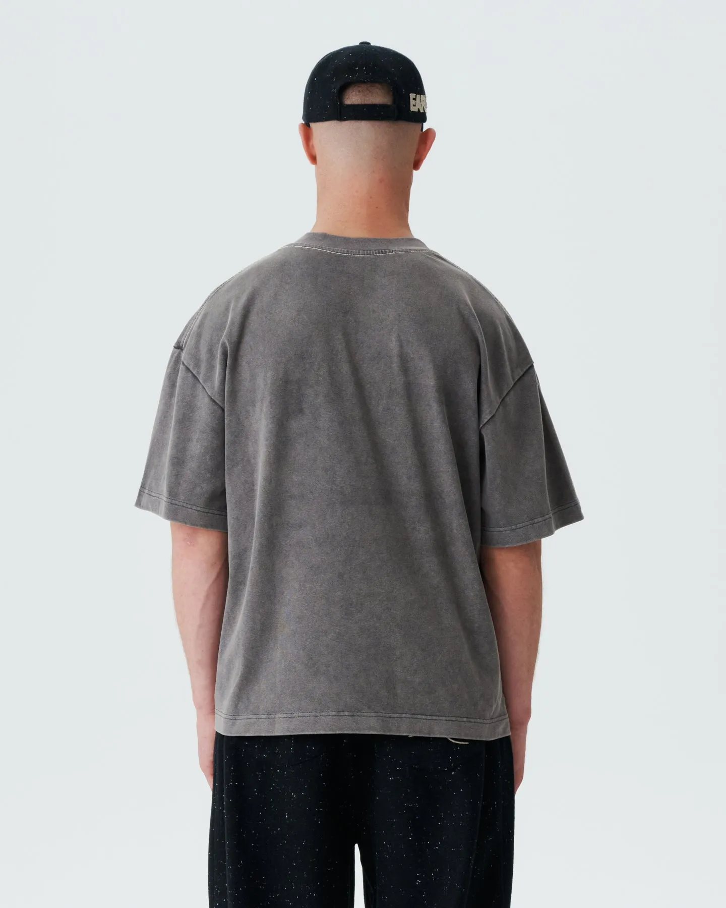 Distressed Boxy Block Tee - Stone