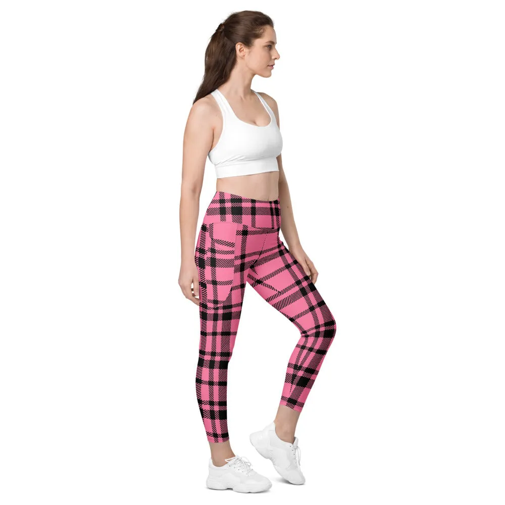 ELEVATED ESSENTIALS, THE PERFECT SIDE POCKET LEGGING HOT PINK CHECKS