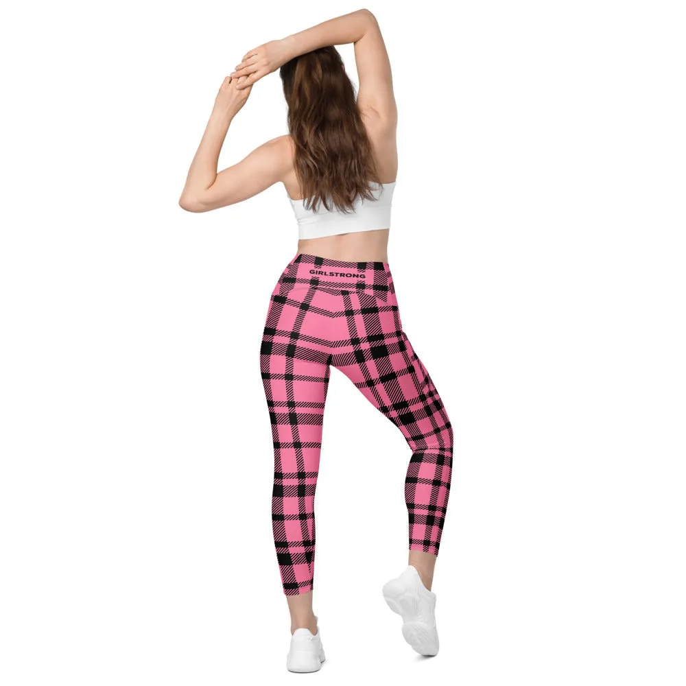 ELEVATED ESSENTIALS, THE PERFECT SIDE POCKET LEGGING HOT PINK CHECKS