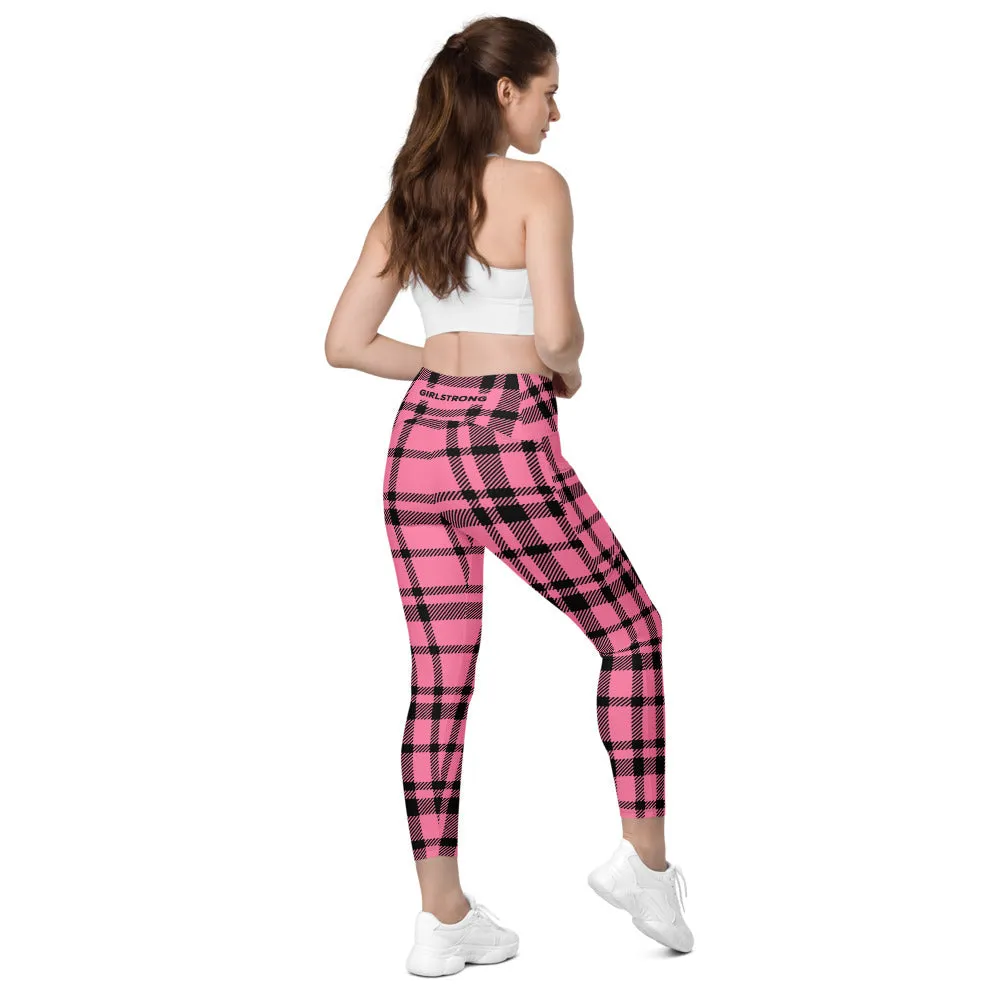 ELEVATED ESSENTIALS, THE PERFECT SIDE POCKET LEGGING HOT PINK CHECKS