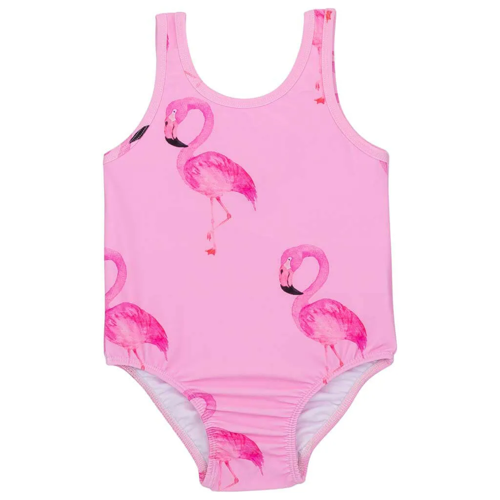 Flamingo Girls Sleeveless Swimmers