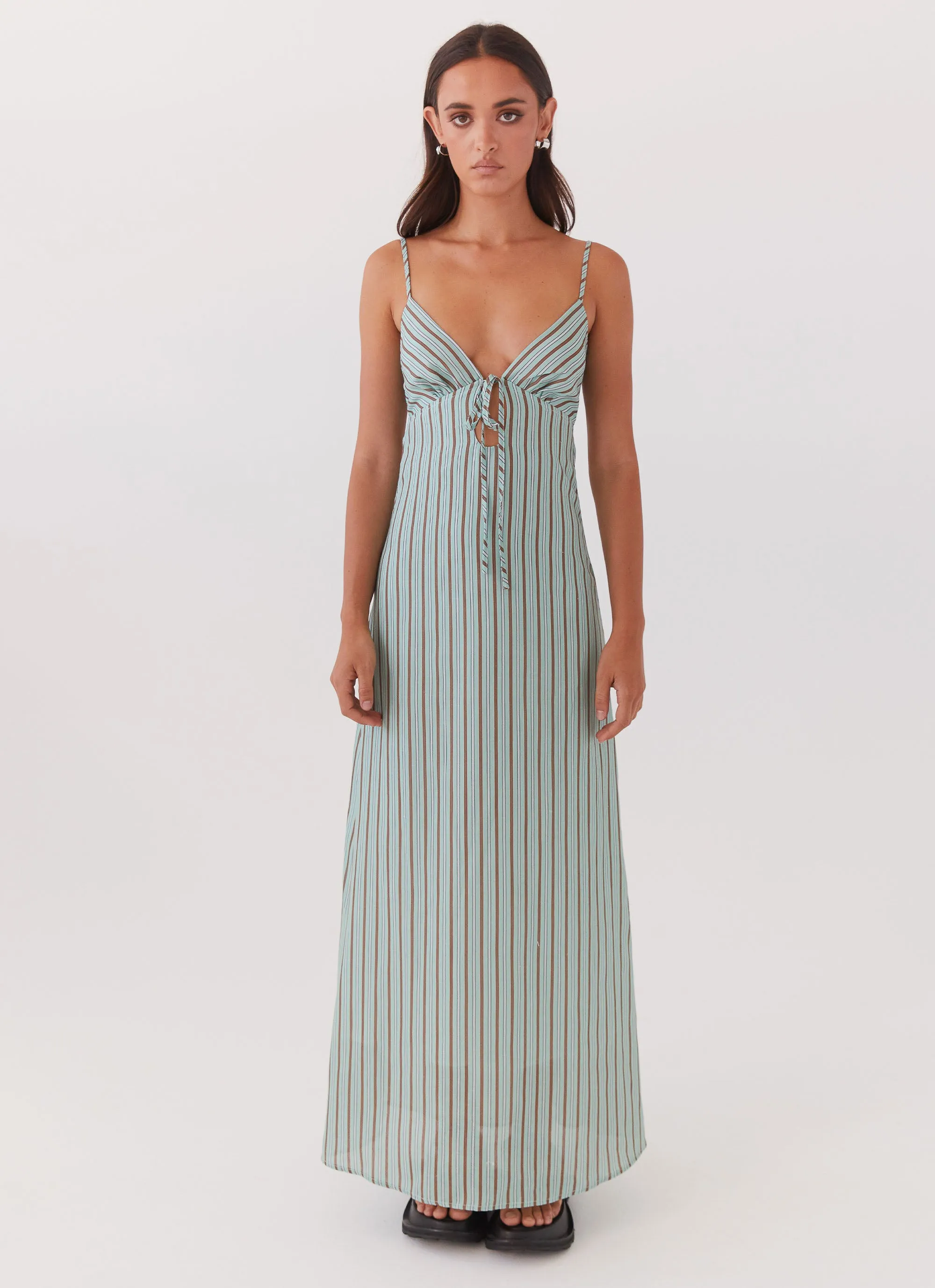 Flora Linen Maxi Dress - Coastal Stripe