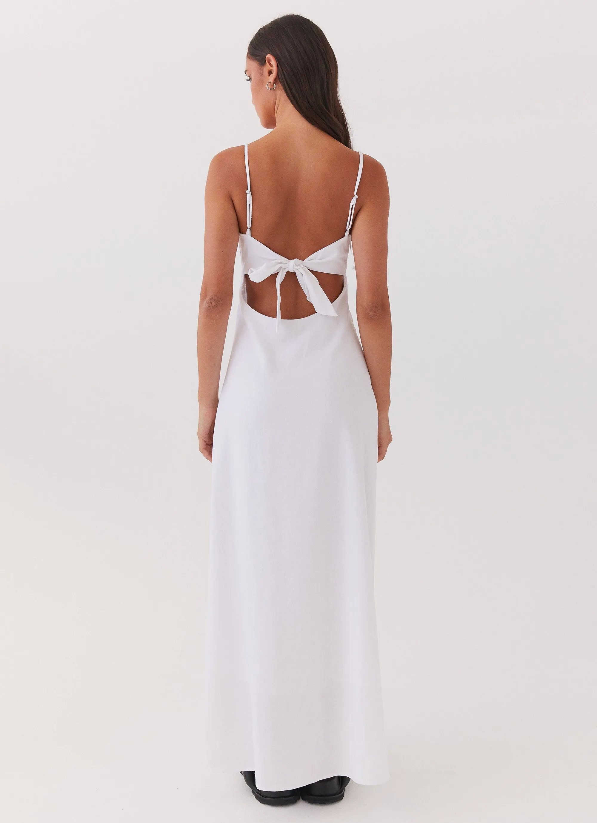 Flora Linen Maxi Dress - White