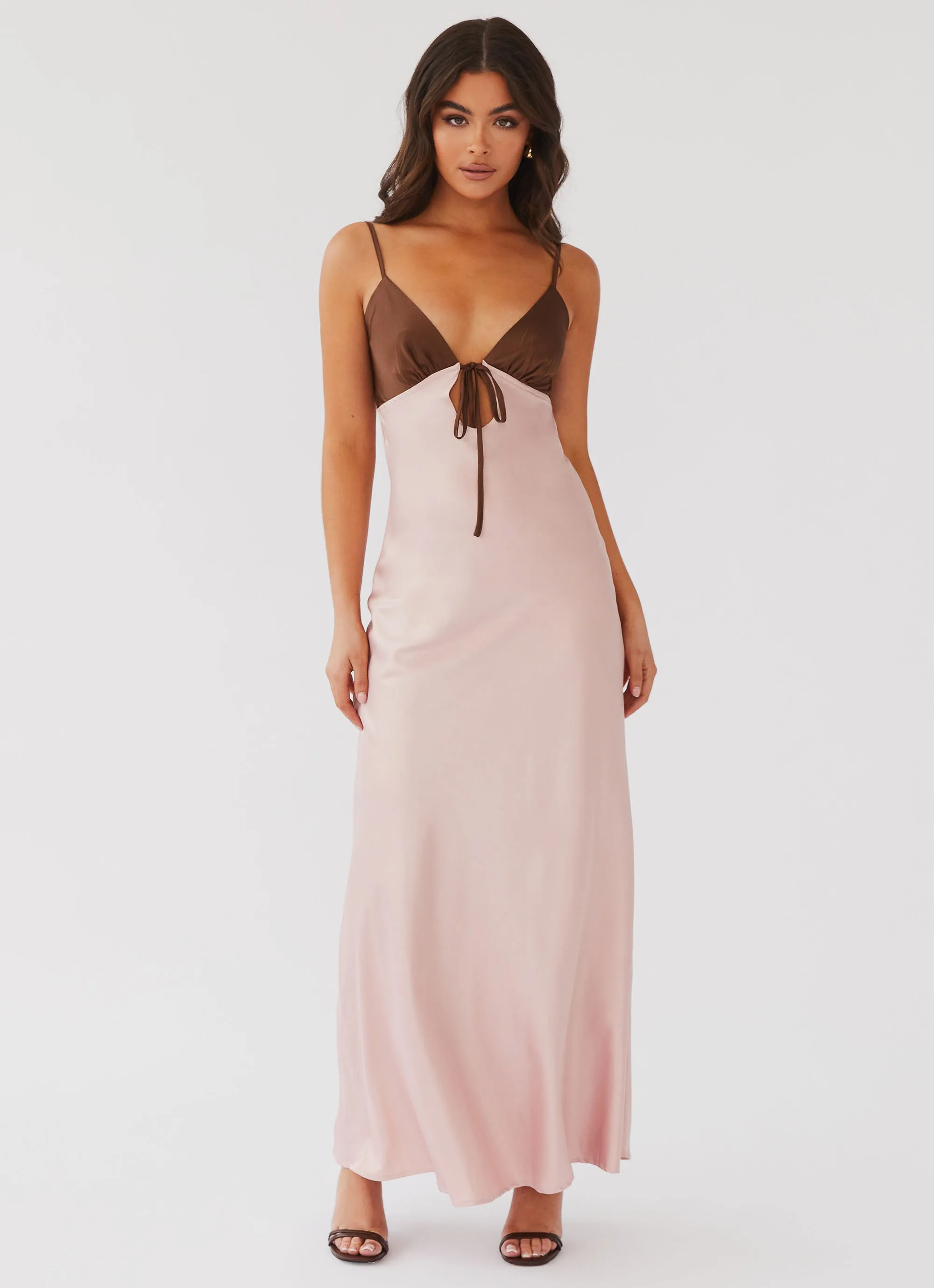 Flora Satin Maxi Dress - Blush Dreams