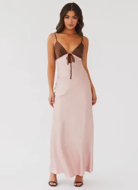 Flora Satin Maxi Dress - Blush Dreams