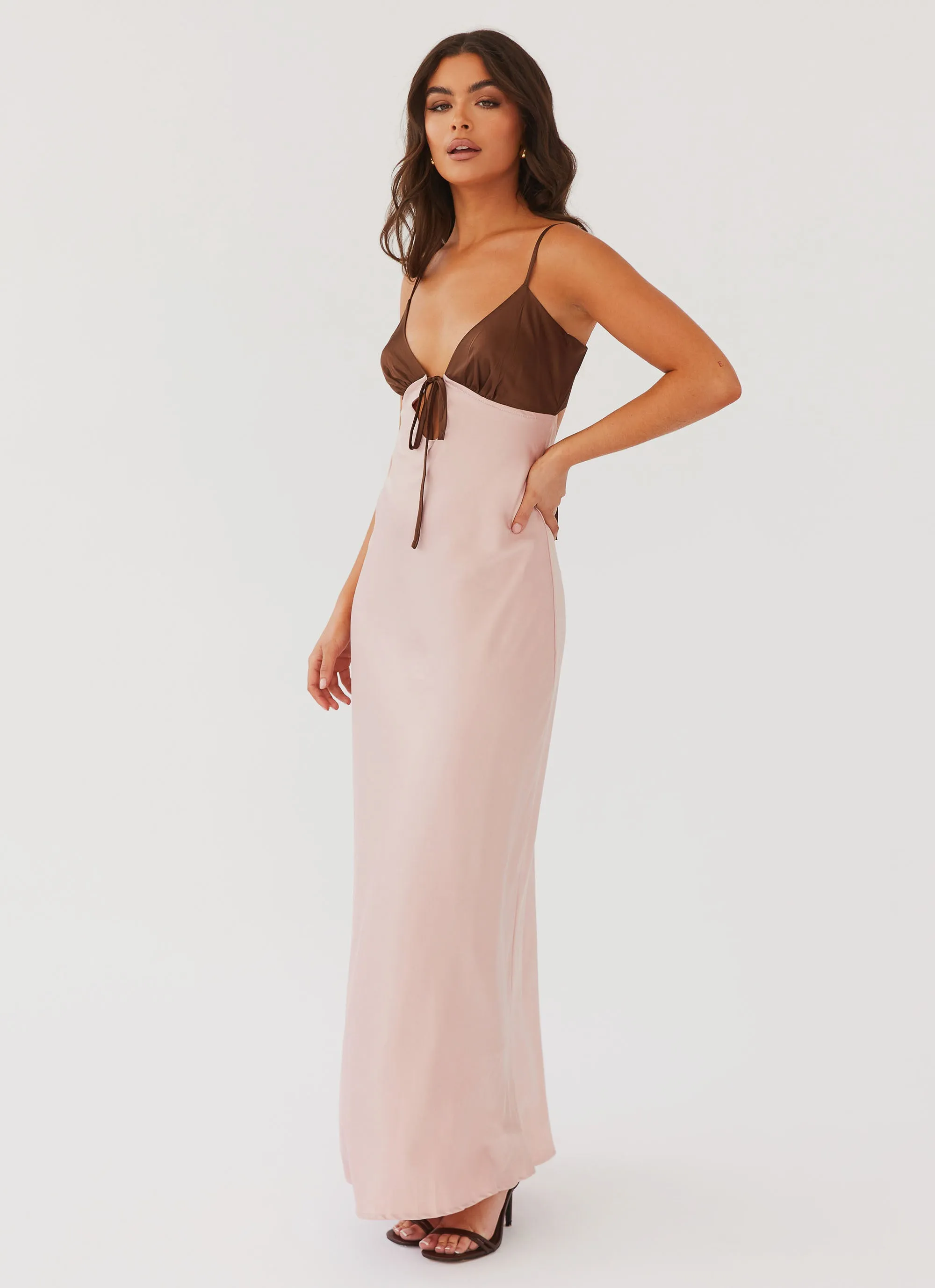 Flora Satin Maxi Dress - Blush Dreams