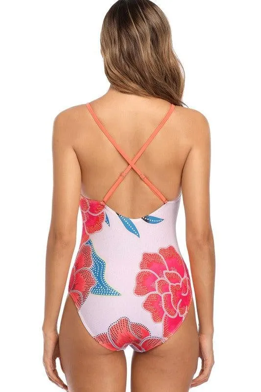 Floral Pink One Piece Swimsuit--NOT ELIGIBLE FOR EXCHANGE OR REFUND