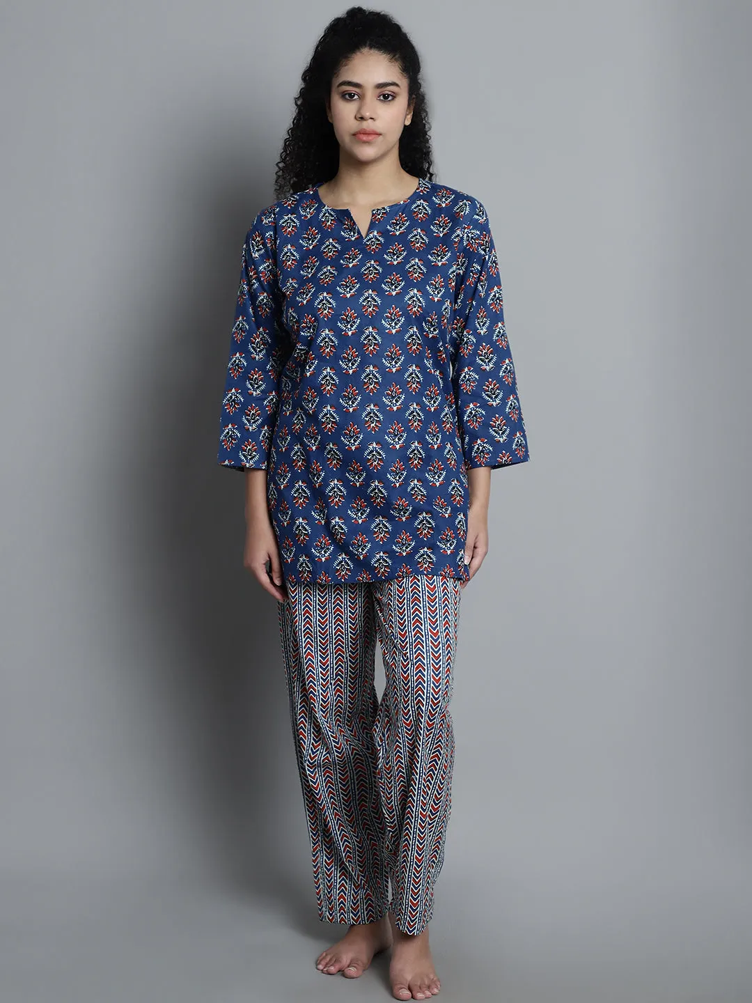 Floral Short Kurti with Trouser Set