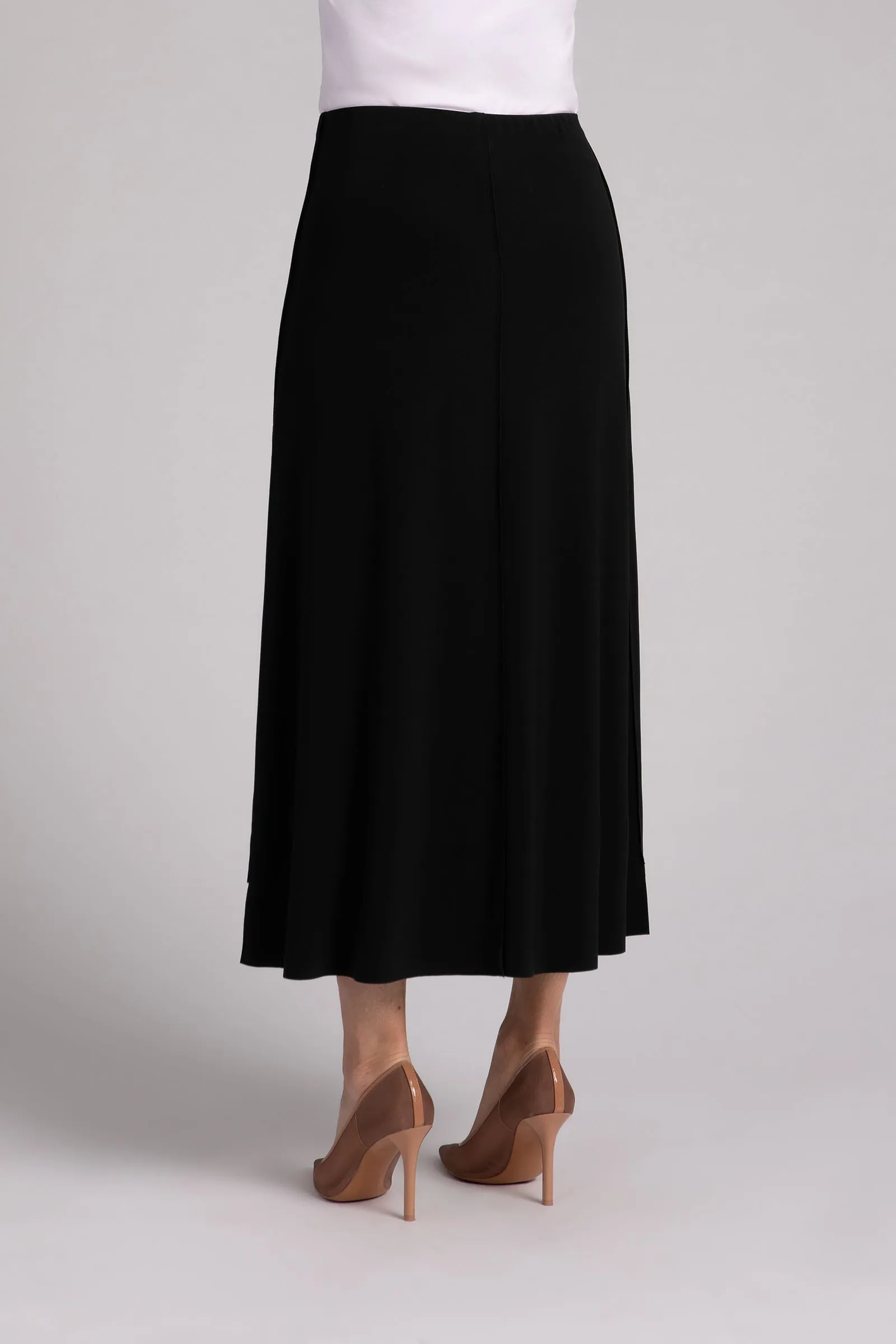 Flounce A-Line Midi Skirt | Black