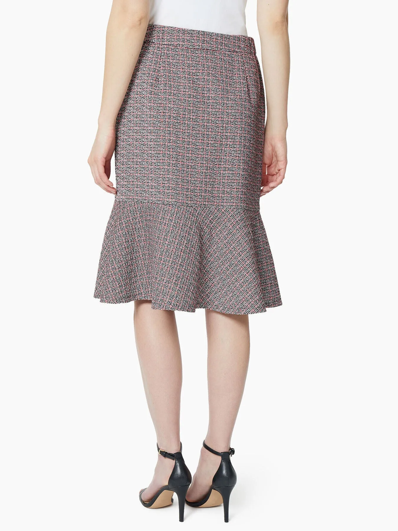 Flounce Hem Tweed Skirt