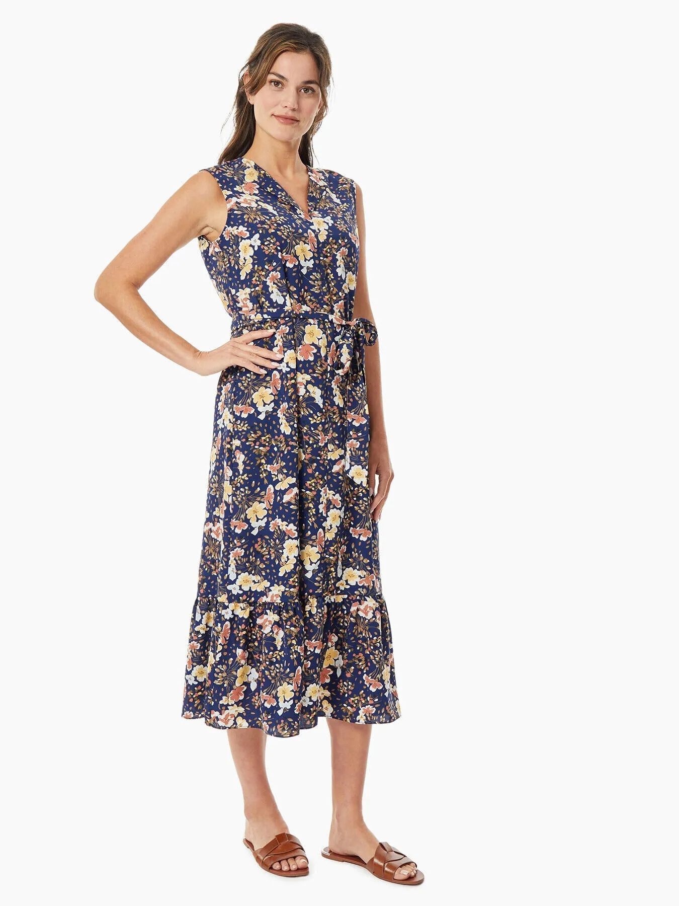 Flounce Hem Utility Midi Dress