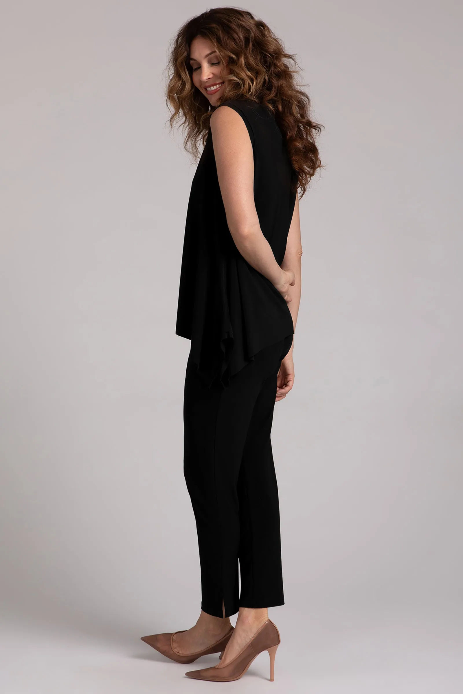 Flounce Muscle Top with Drop Hem | Black