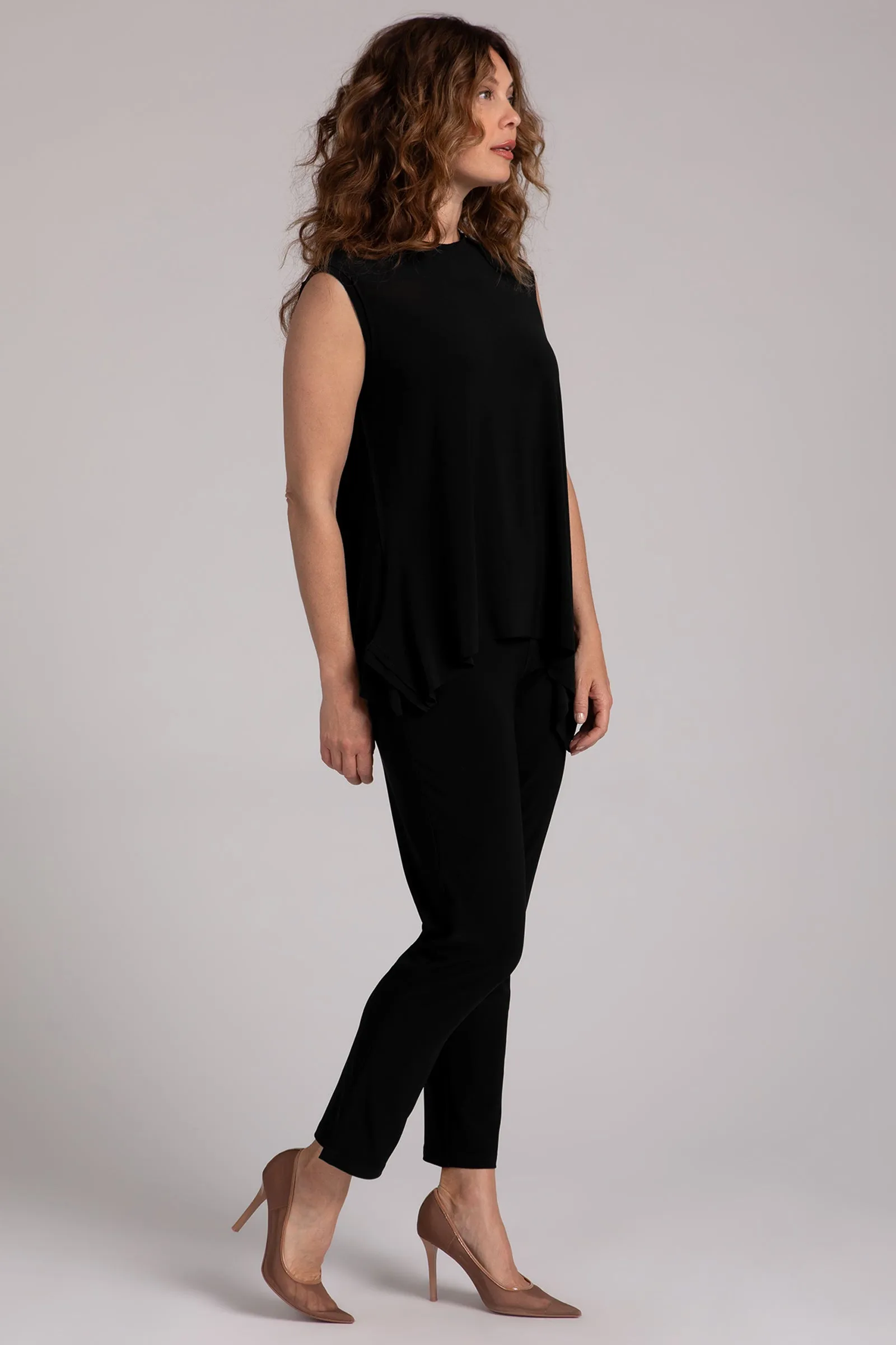 Flounce Muscle Top with Drop Hem | Black