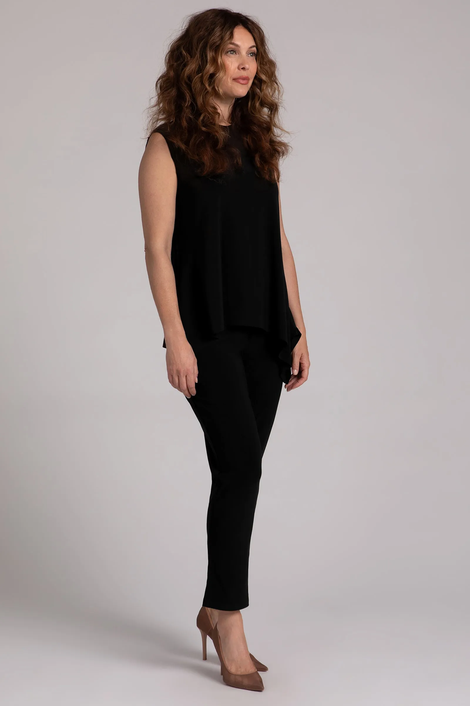 Flounce Muscle Top with Drop Hem | Black