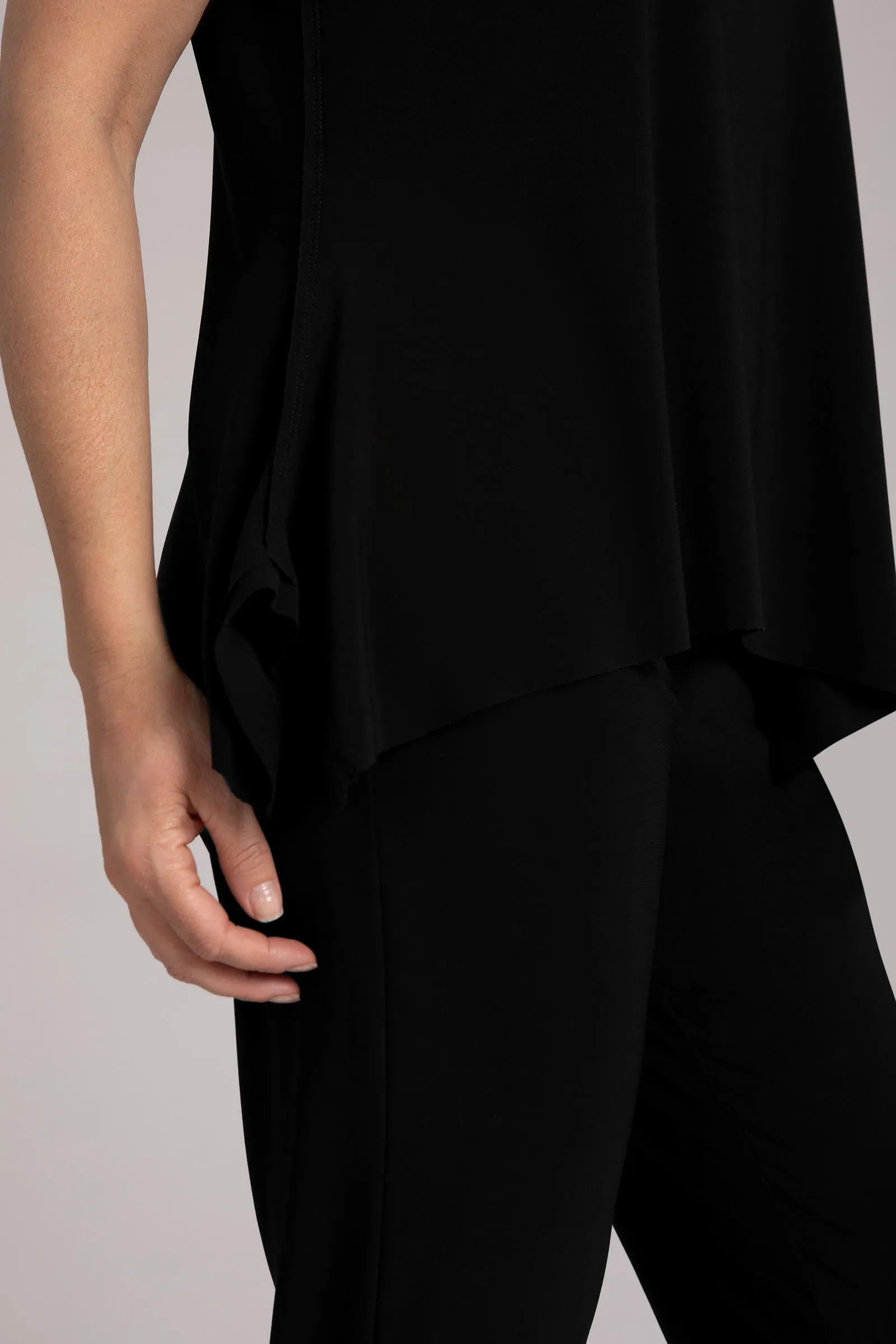 Flounce Muscle Top with Drop Hem | Black