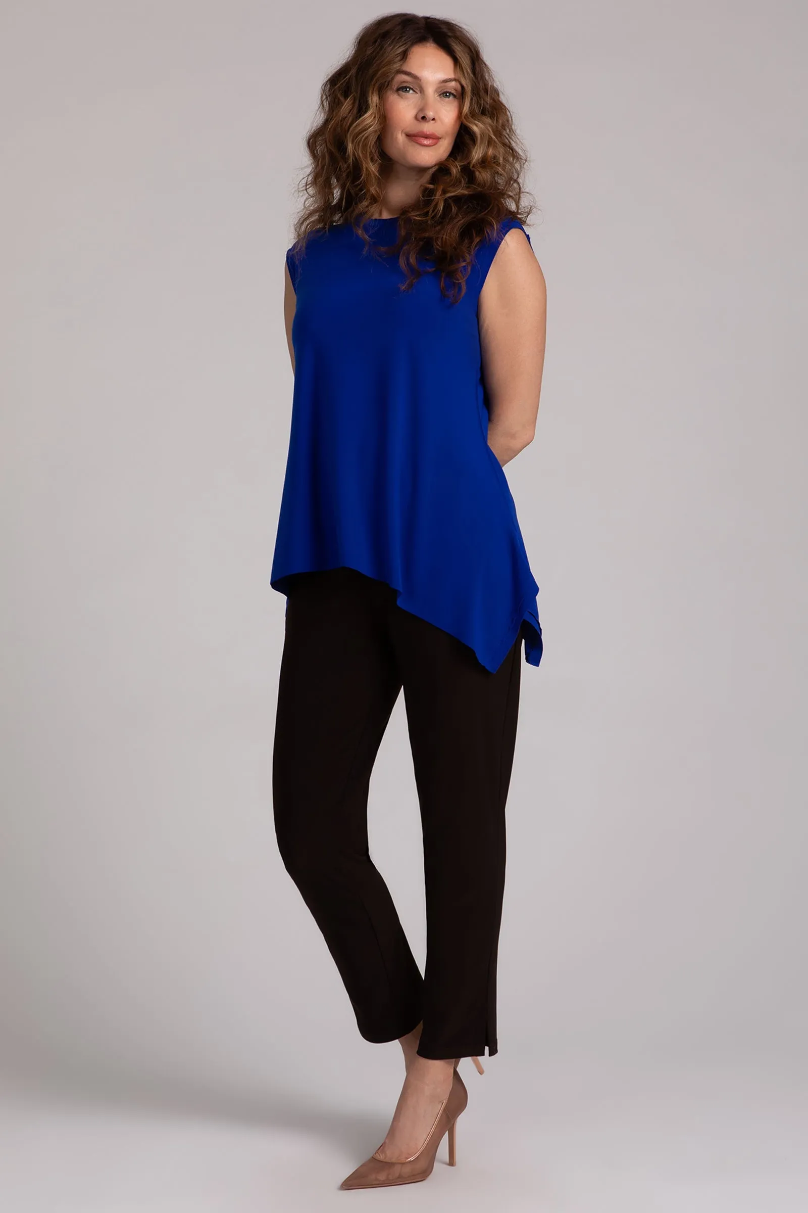 Flounce Muscle Top with Drop Hem | Lapis