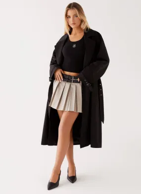 Frenchy Oversized Trench Coat - Black