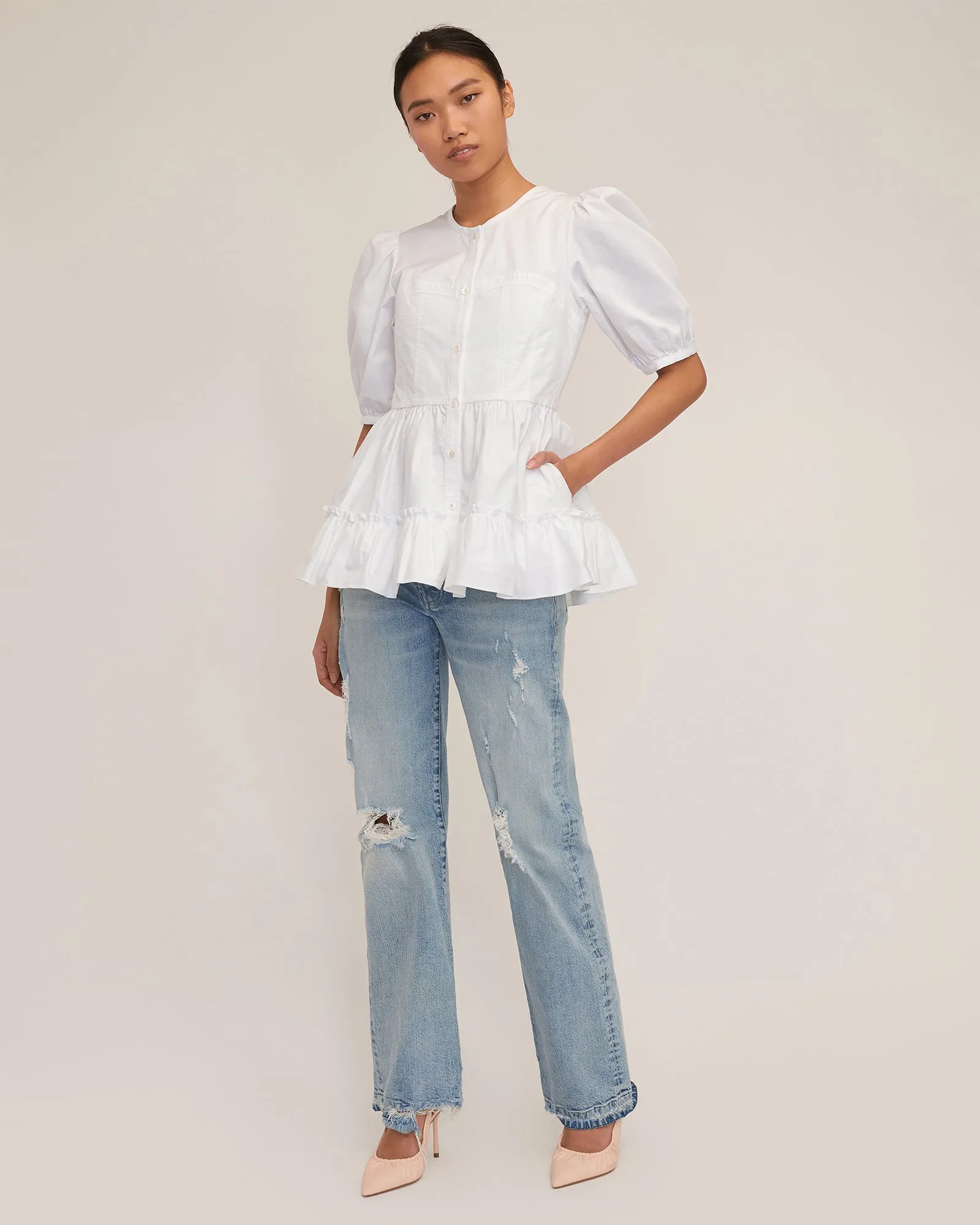 Freya Oxford Corset Seamed Blouse