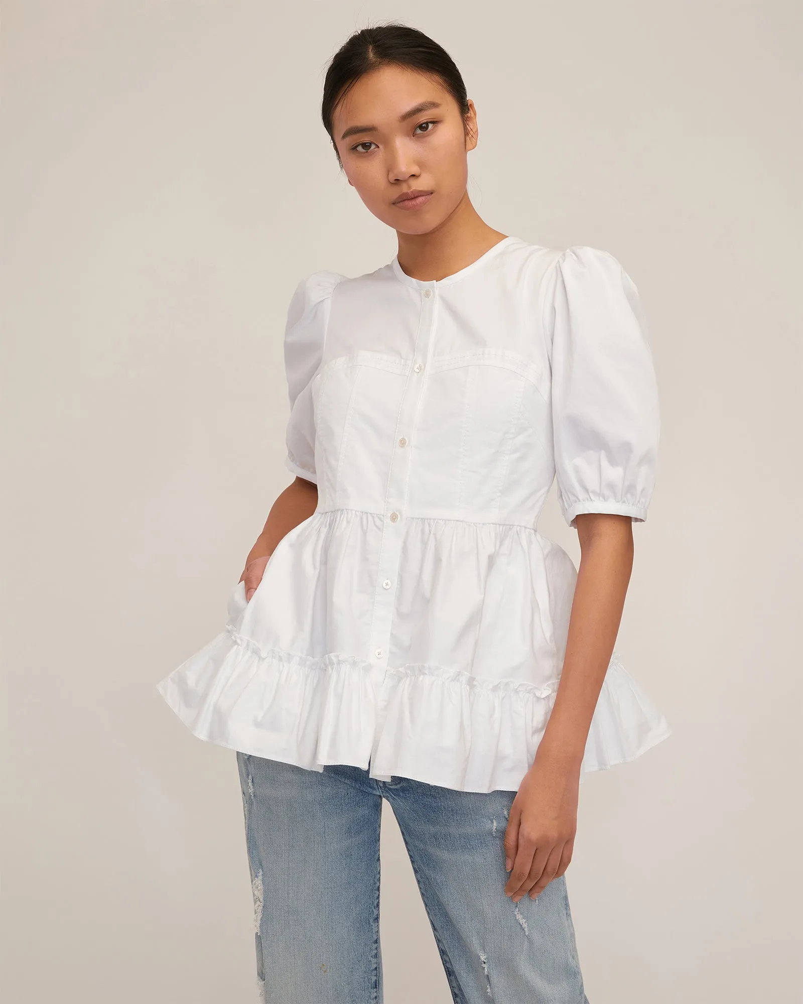 Freya Oxford Corset Seamed Blouse