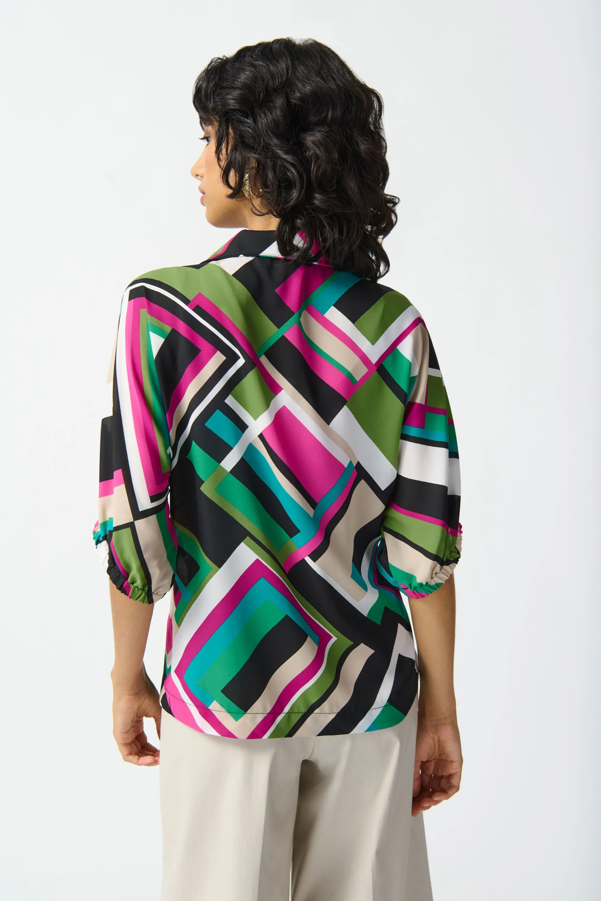 Georgette Geometric Print Boxy Top