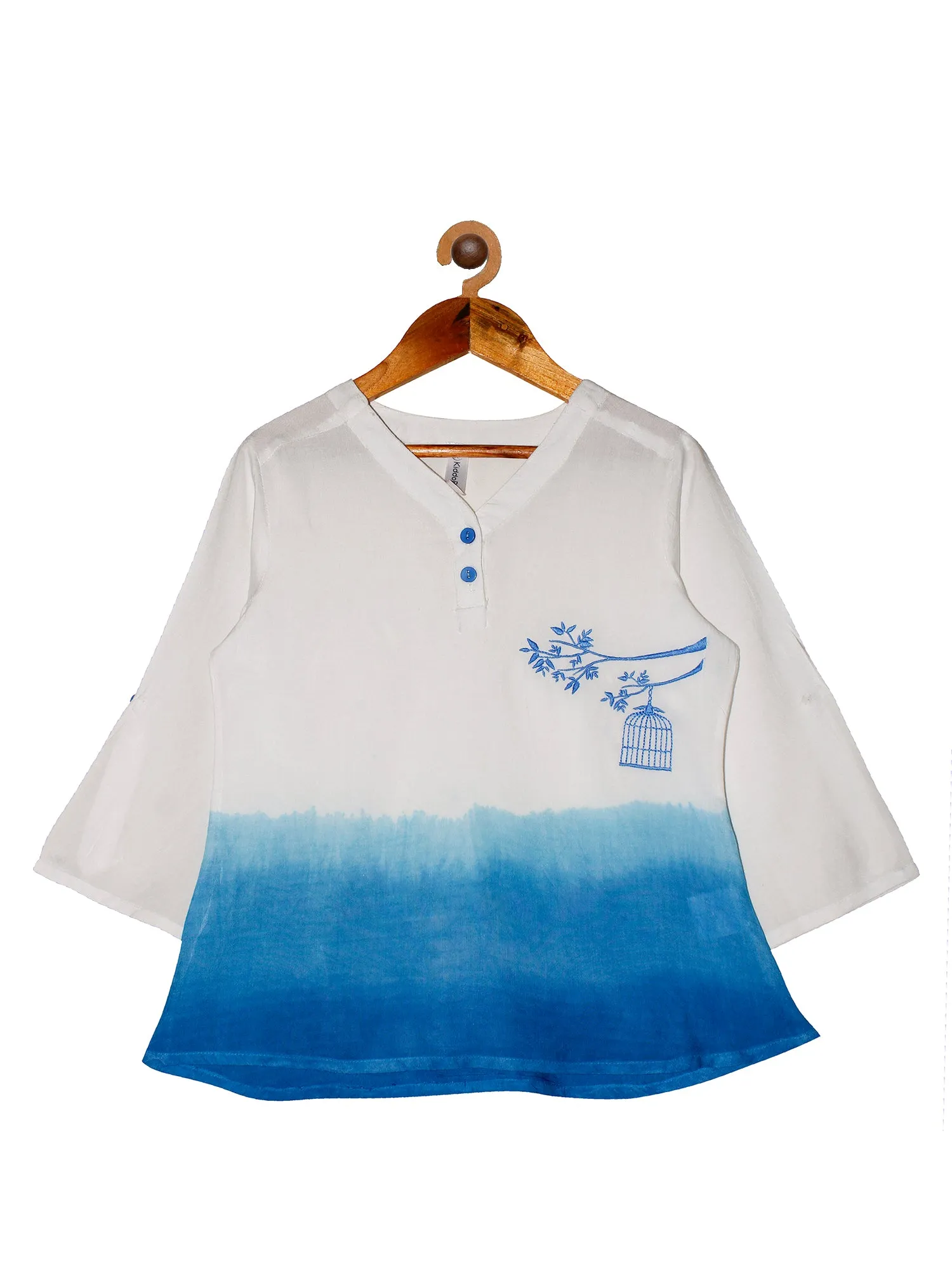 Girls 3/4th Rollup Sleeves Tie & Dye Kurti