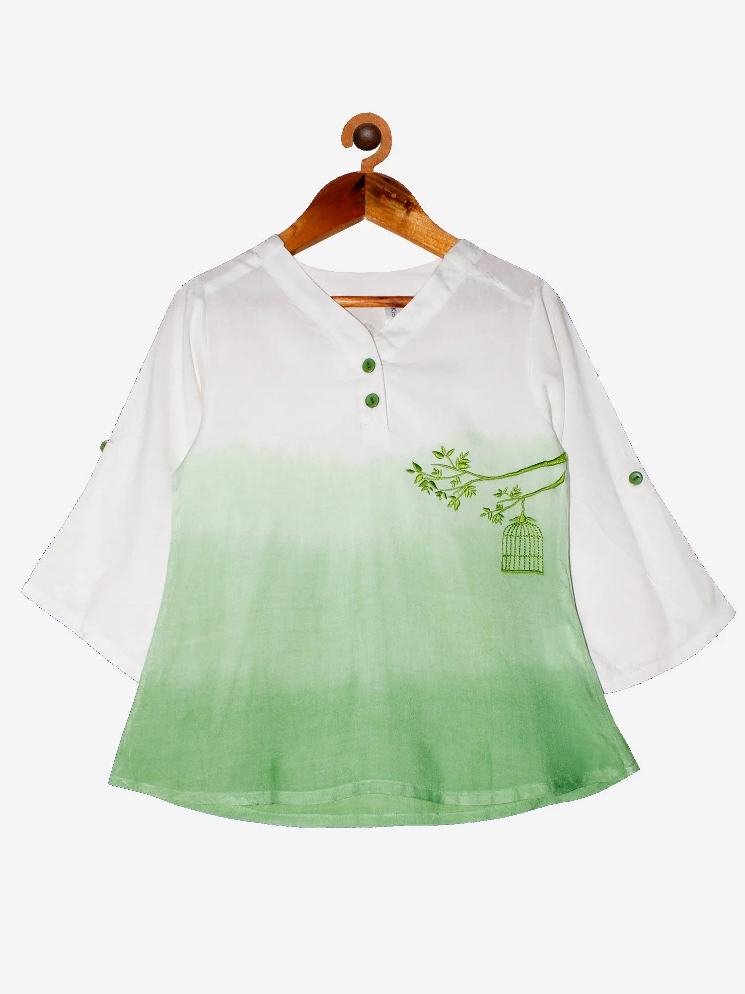 Girls 3/4th Rollup Sleeves Tie & Dye Kurti