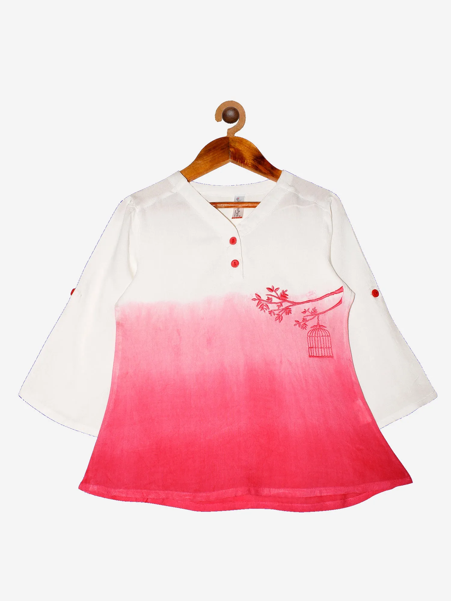 Girls 3/4th Rollup Sleeves Tie & Dye Kurti