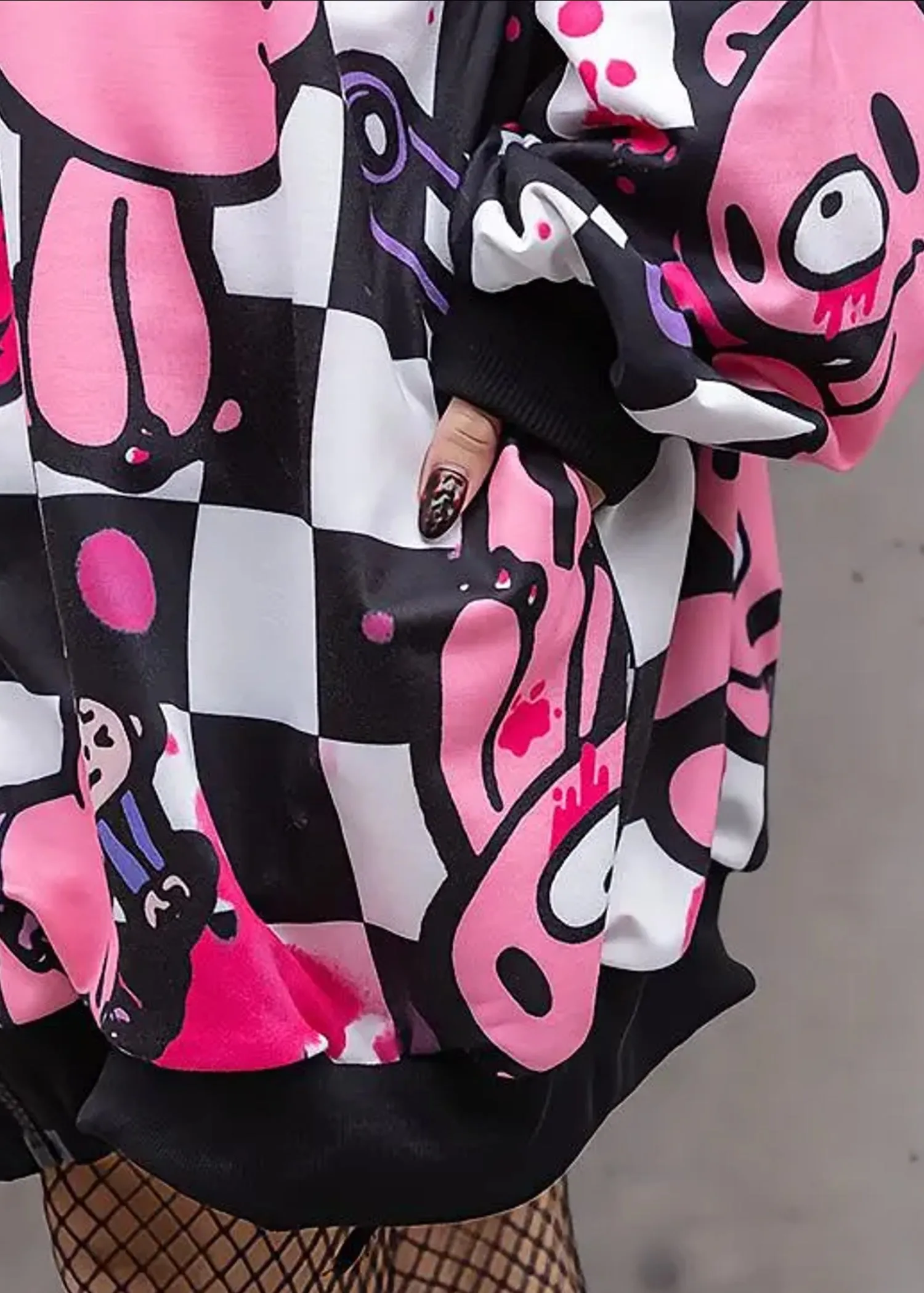 Gloomy Bear Checkered Gloomy Oversized Zip Up Hoodie