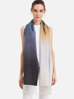 Gray Camel Ivory Ombre Cashmere Scarf