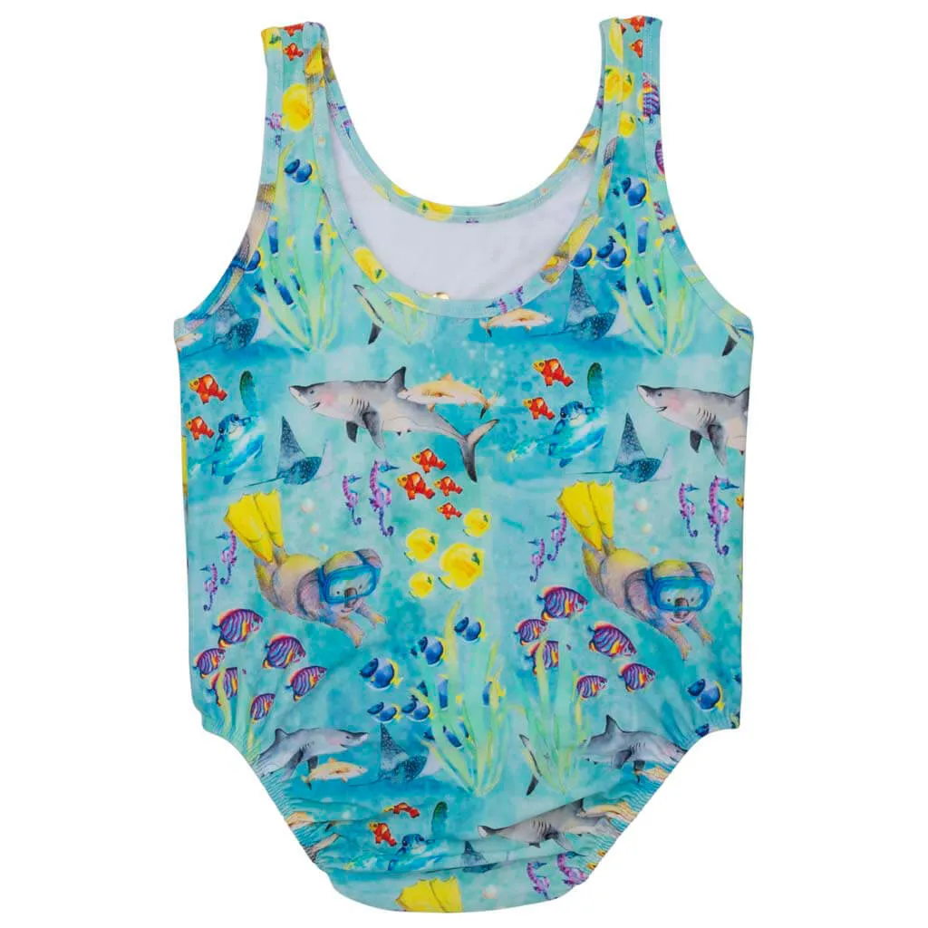 Great Barrier Reef Girls Sleeveless Swimsuit