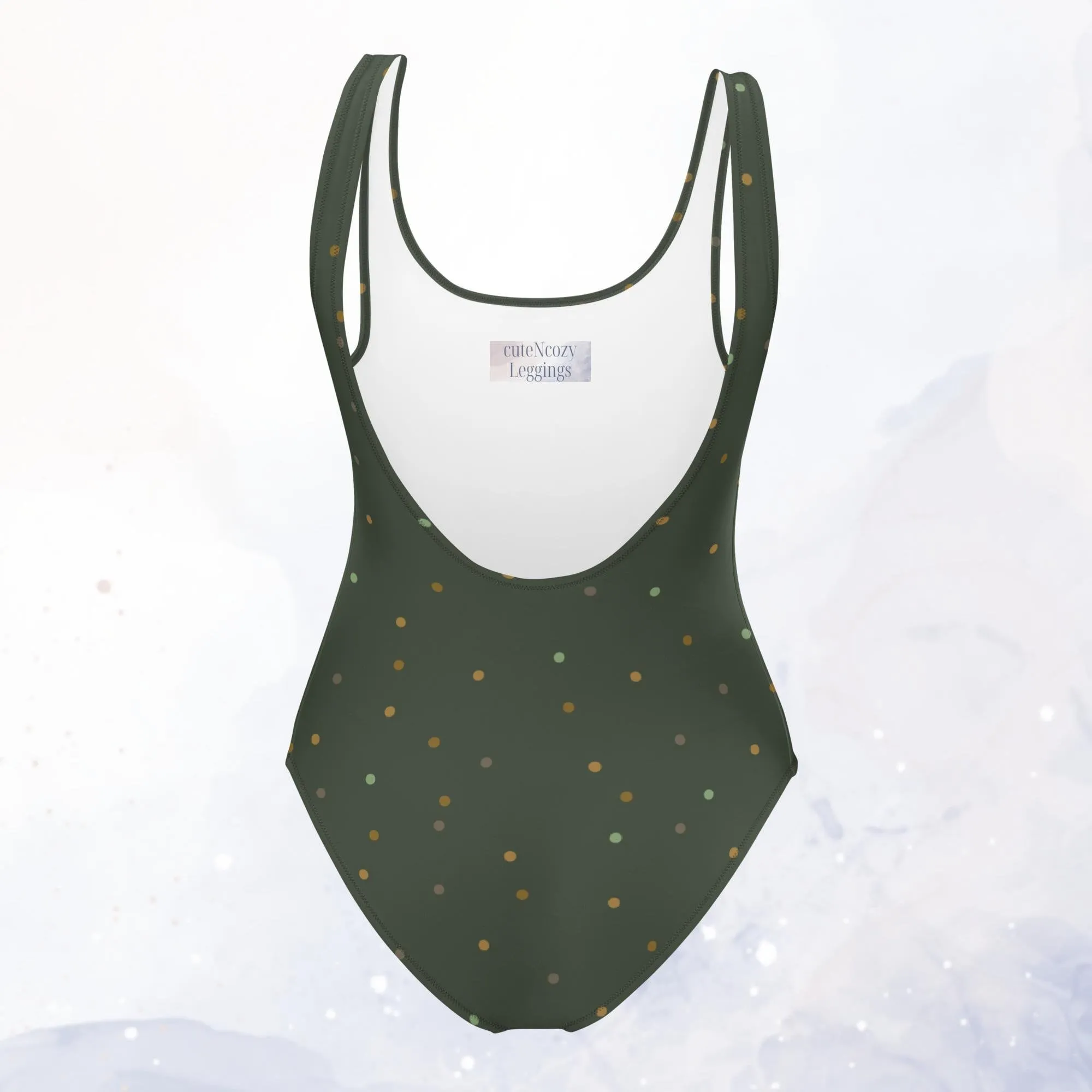 Green and Gold Polka Dot One-Piece Swimsuit