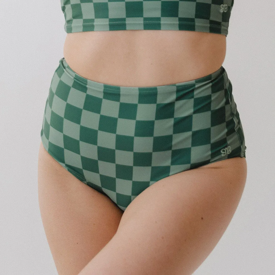 Green Check High-Waisted Bottoms