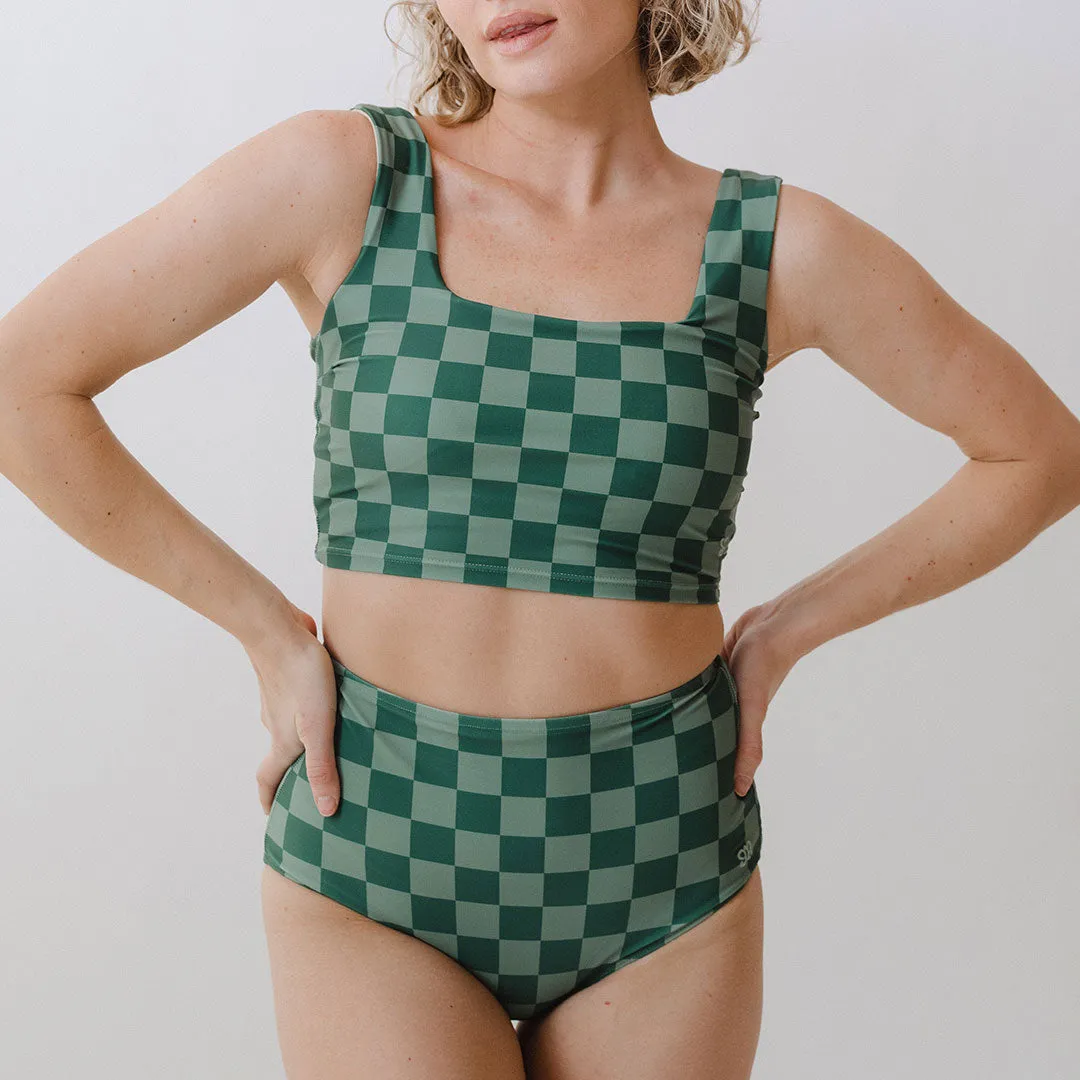 Green Check High-Waisted Bottoms