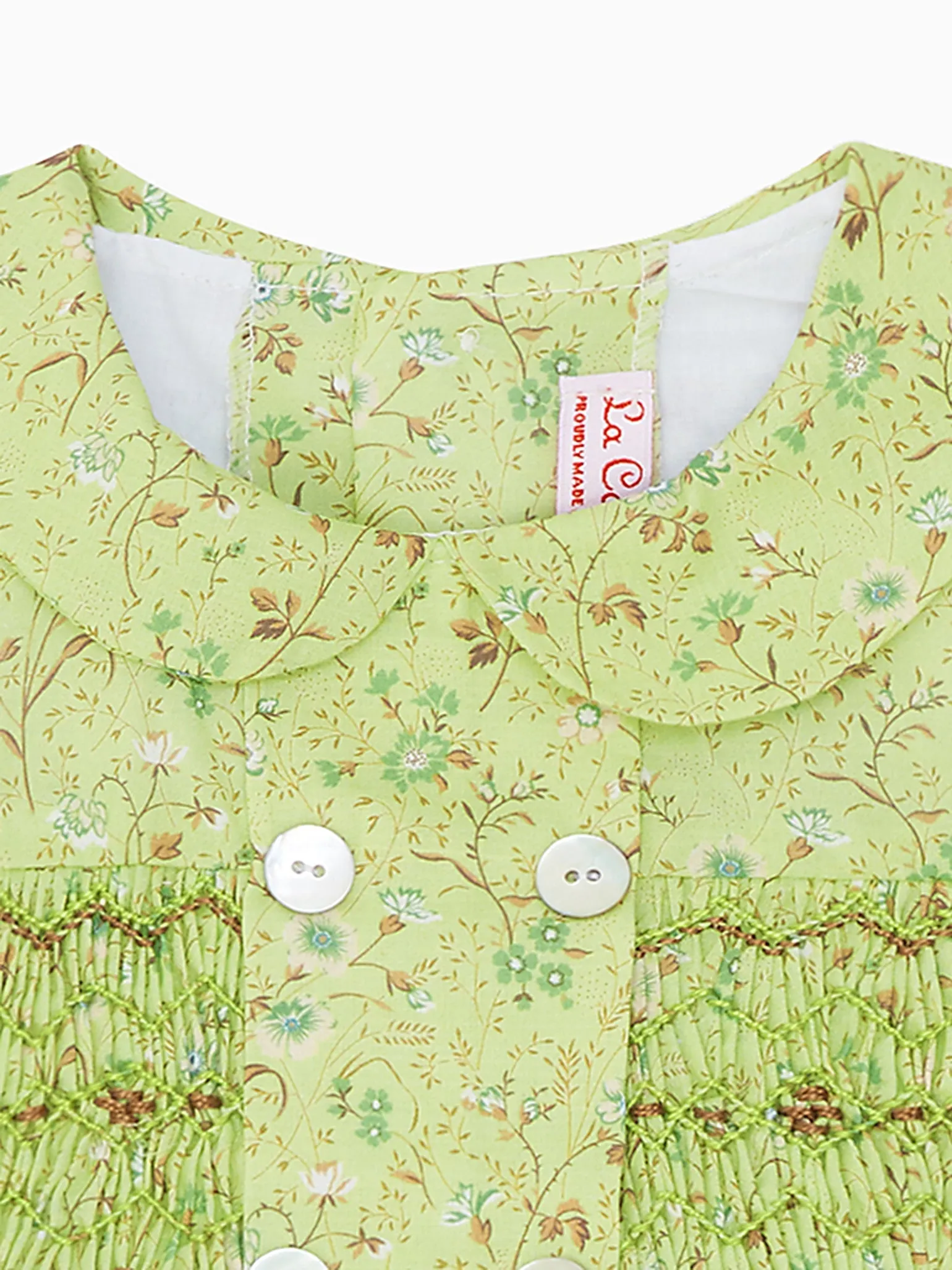 Green Floral Arcadia Baby Girl Hand-Smocked Set