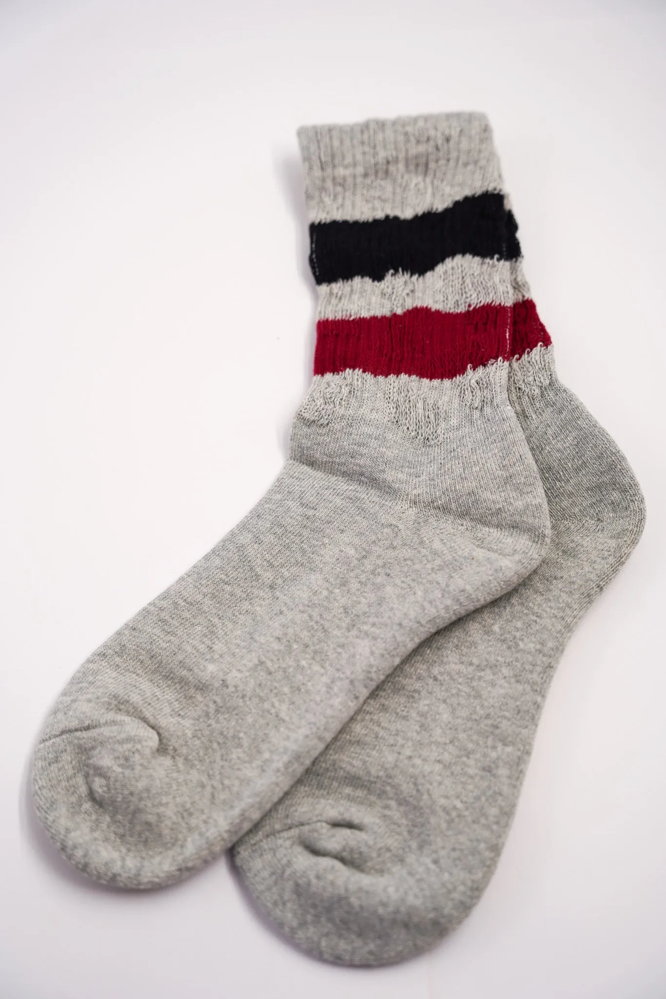 Grey, Navy & Red Stripe Vintage Socks