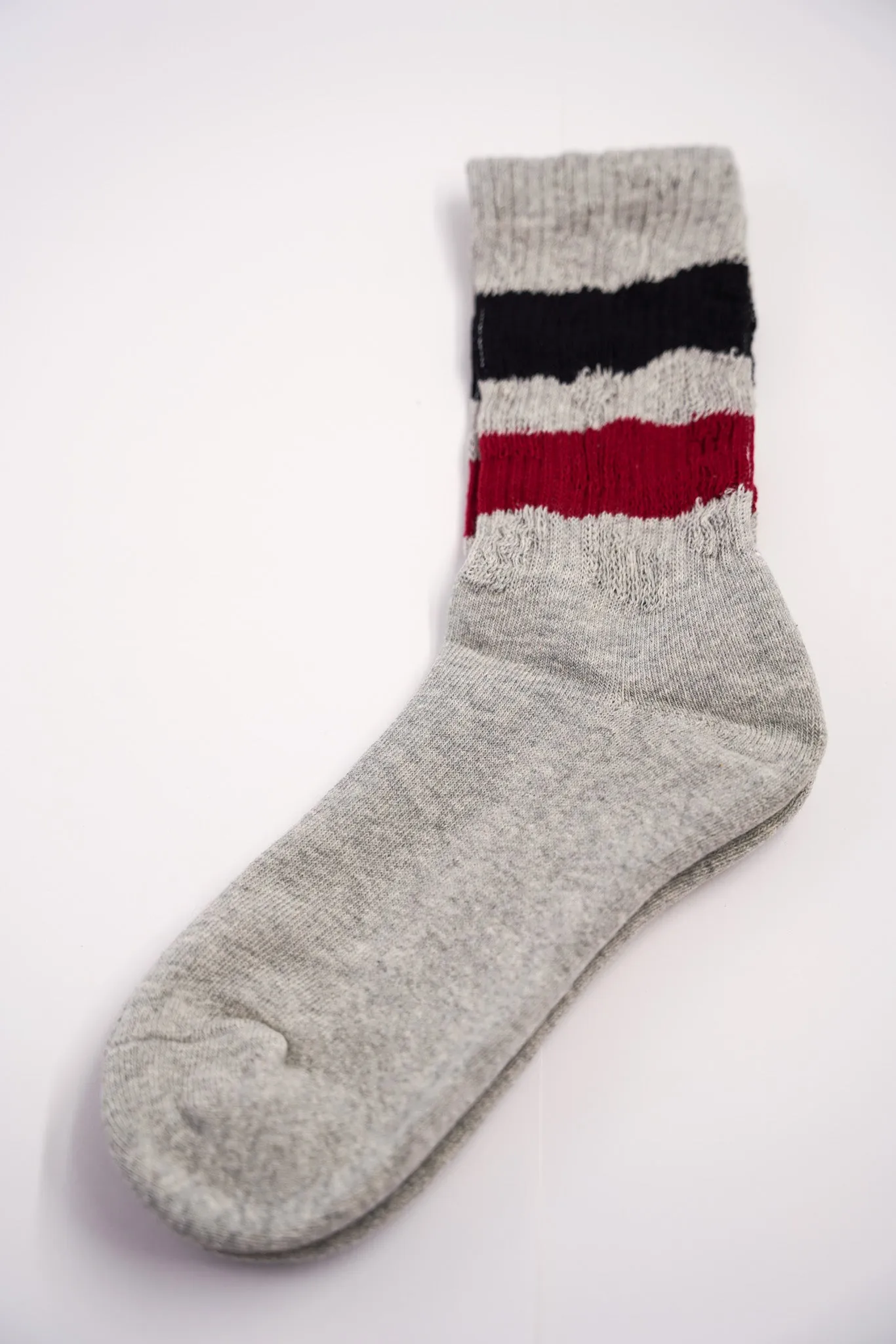 Grey, Navy & Red Stripe Vintage Socks