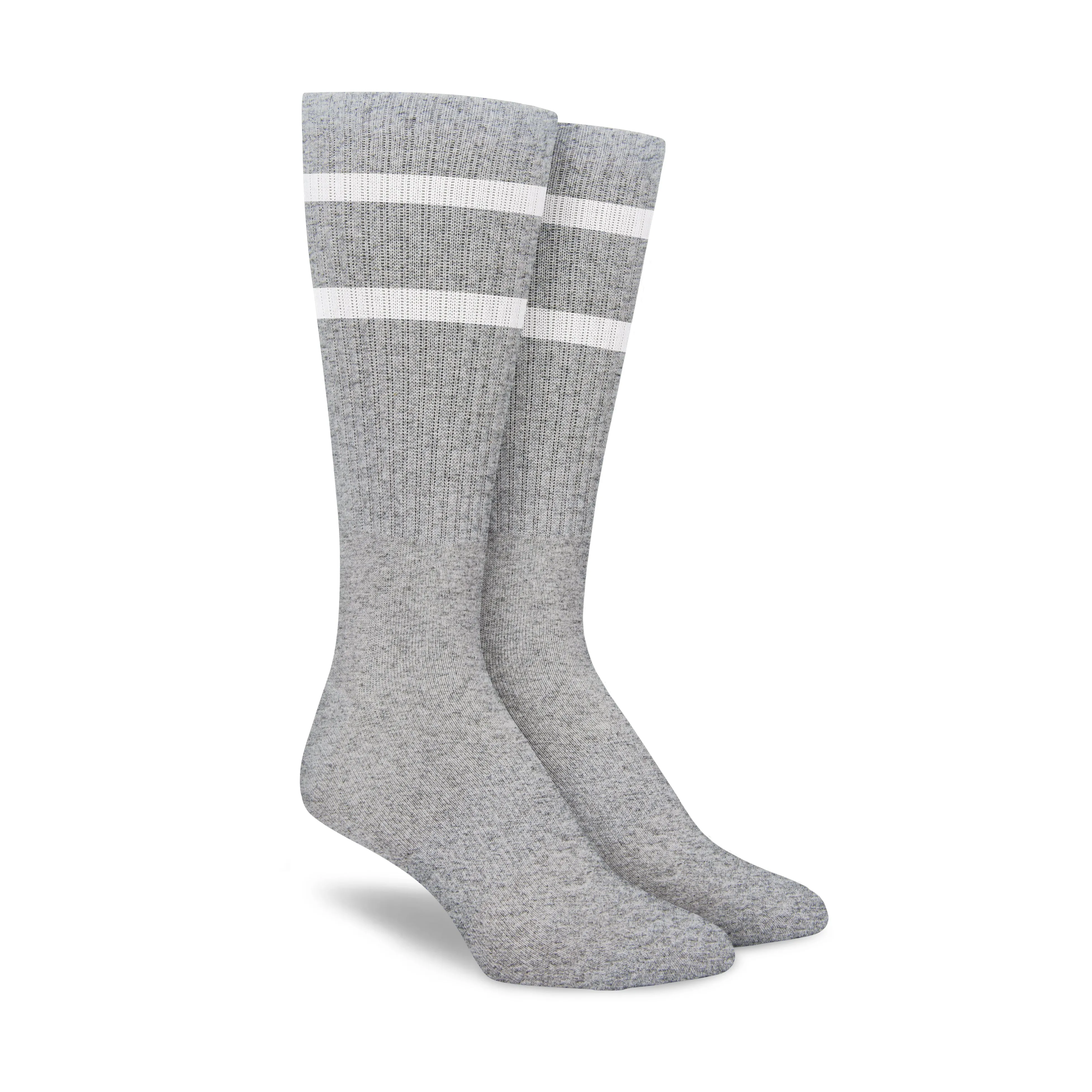 Grey White Stripe Crew - 3 Pack