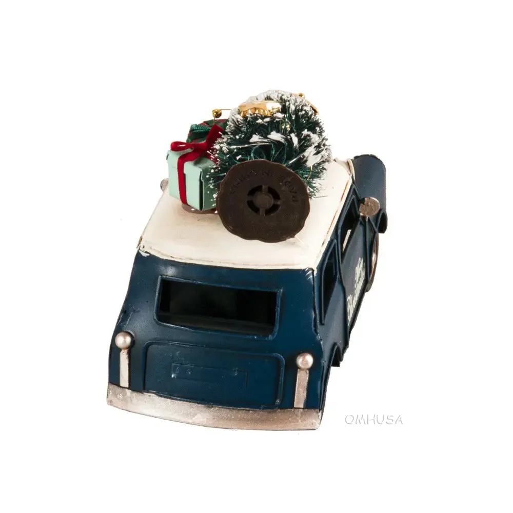 Handmade 1960s Mini Cooper Christmas Car Model Set of 2