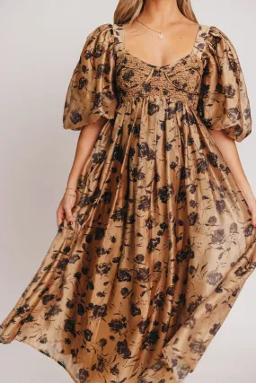 Harlow Camel & Black Floral Maxi Dress - Bump Friendly - Arrives 9/15 - Sign up for Restocks