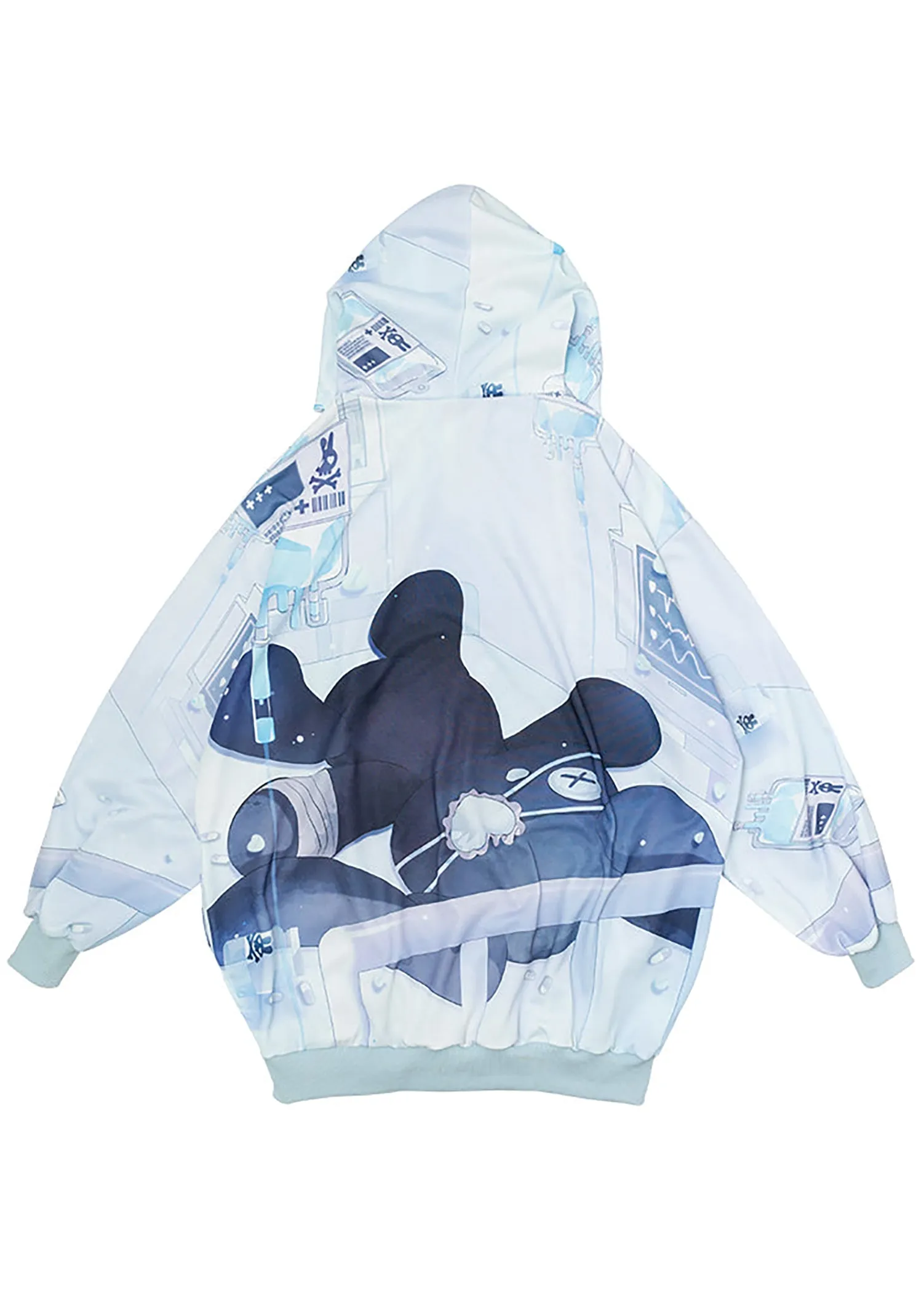 Healing Hearts Oversized Anime Blue Hoodie