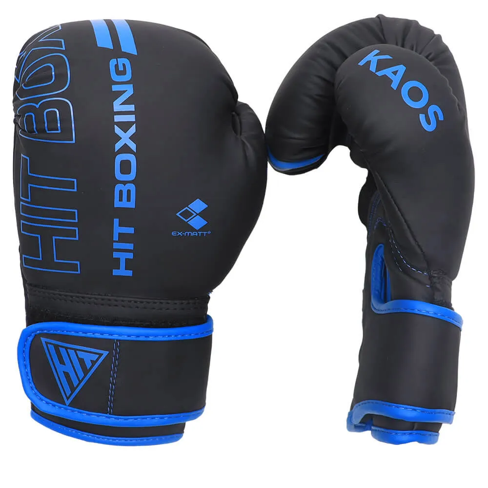 Hit Boxing Kaos PU Boxing Gloves (Black & Blue)