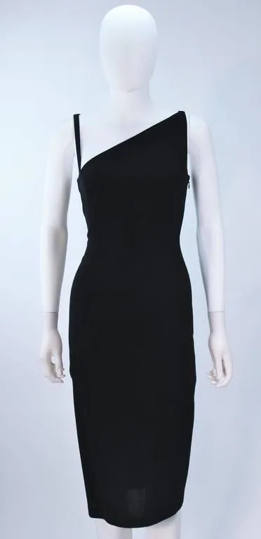 JOHN GALLIANO Black Asymmetrical Cocktail Dress Size 6